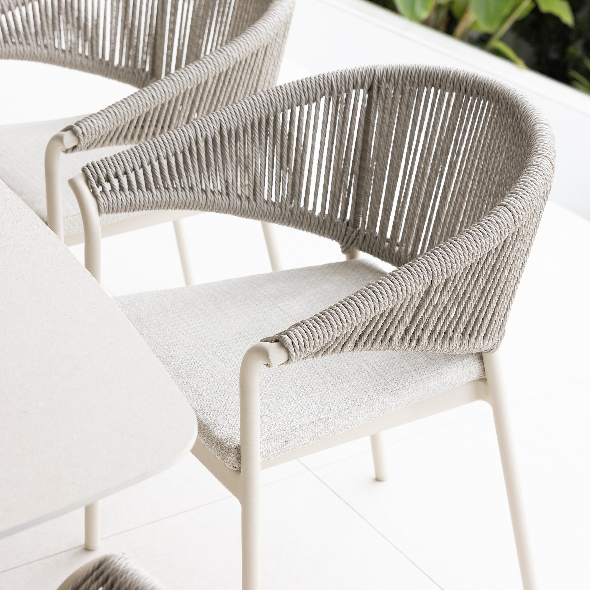 AMALFI & CELIA DINING SETTING - 7 PCE IVORY DOVE GREY