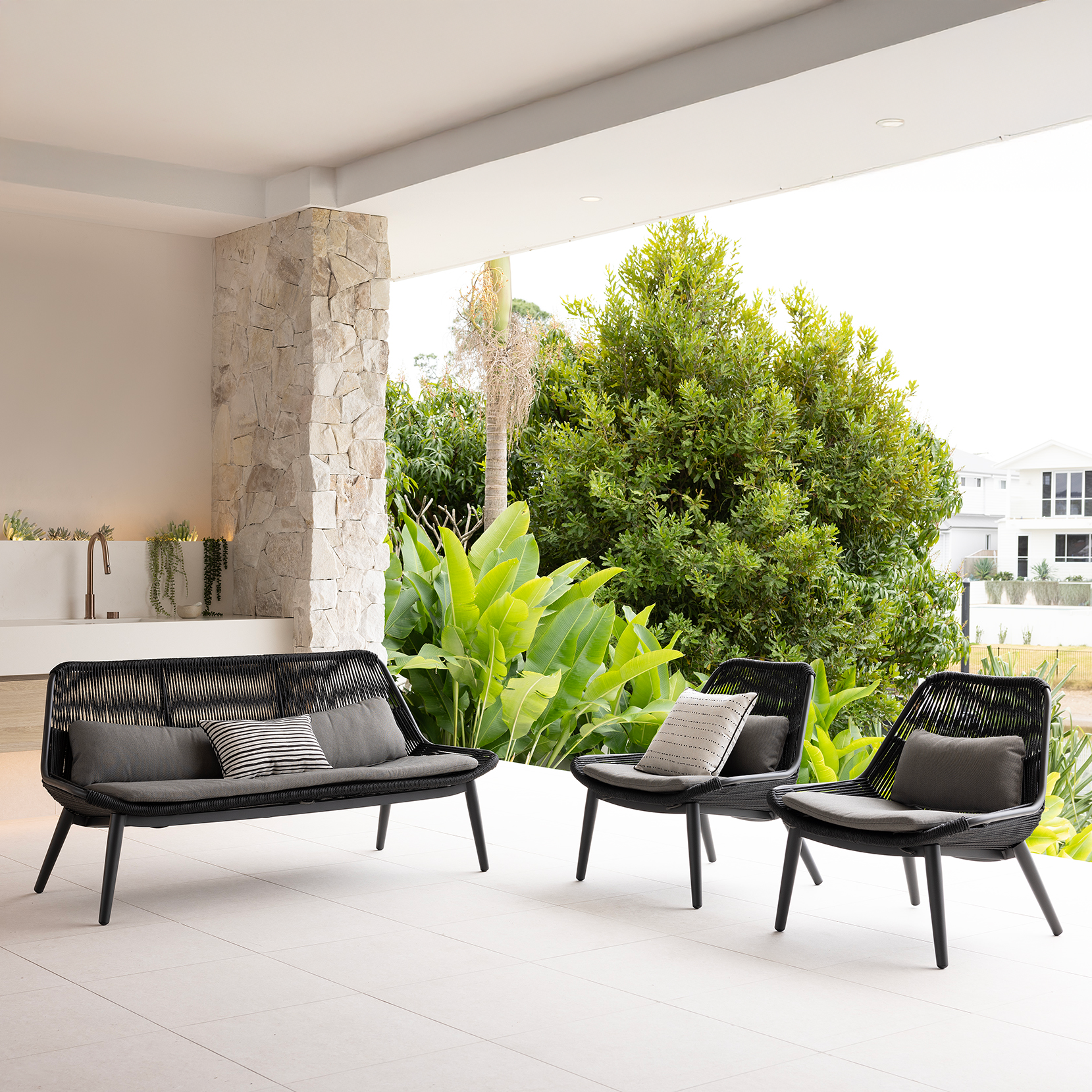 Arona Lounge Setting 3 pce - Charcoal/Blk