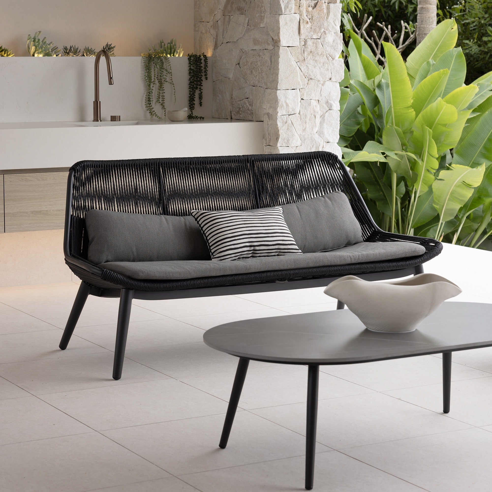 ARONA LOUNGE SETTING 4 PCE - CHARCOAL/BLK