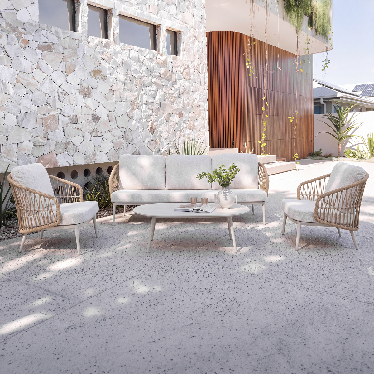 Ayana Lounge Setting - 4 pce Ivory