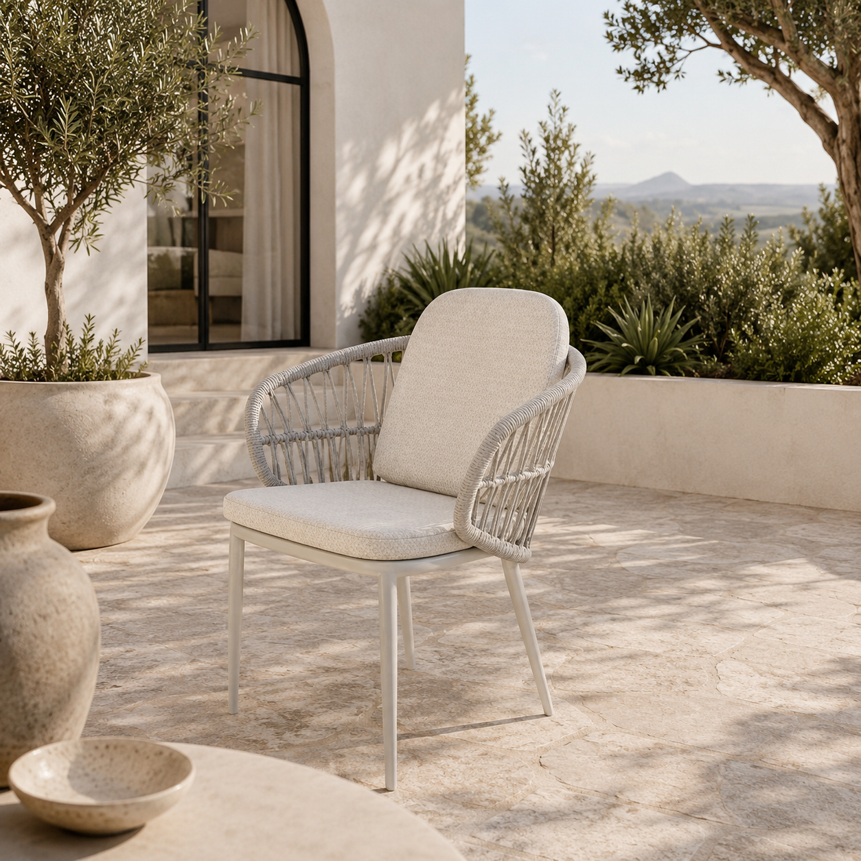 ASPEN WHT/MARBLE & AYANA WHT/LINEN - 7 PCE DINING SETTING