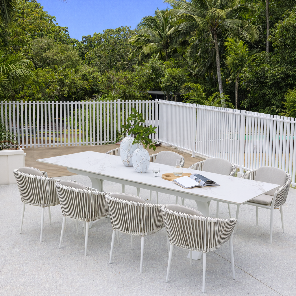 Carson Extension & Artemis Peapod Dining Setting - 9pce White