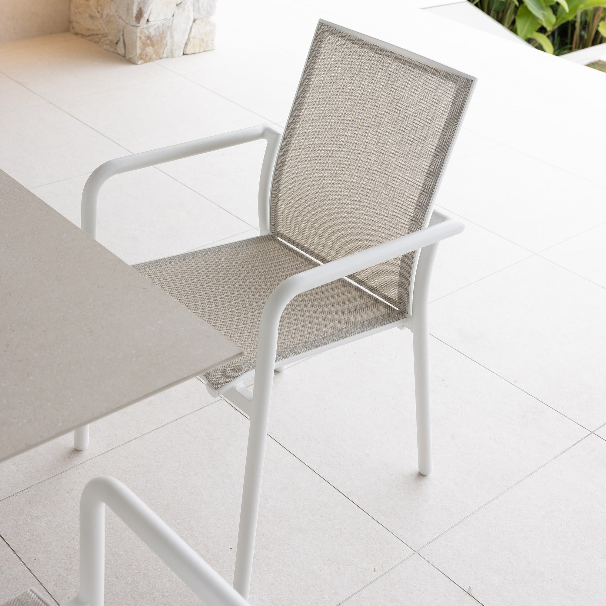 CARSON EXTENSION TABLE & AROHA DINING SETTING  WHT/IVORY - 11PCE