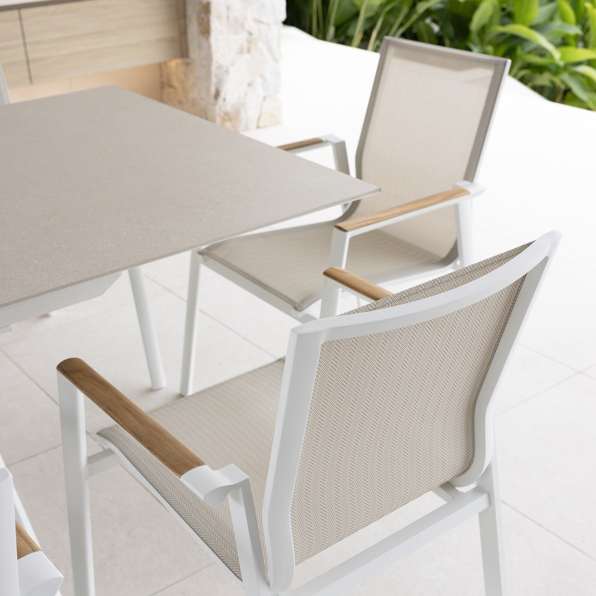 CARSON EXTENSION & LUCA DINING SETTING - 11 PCE WHITE IVORY