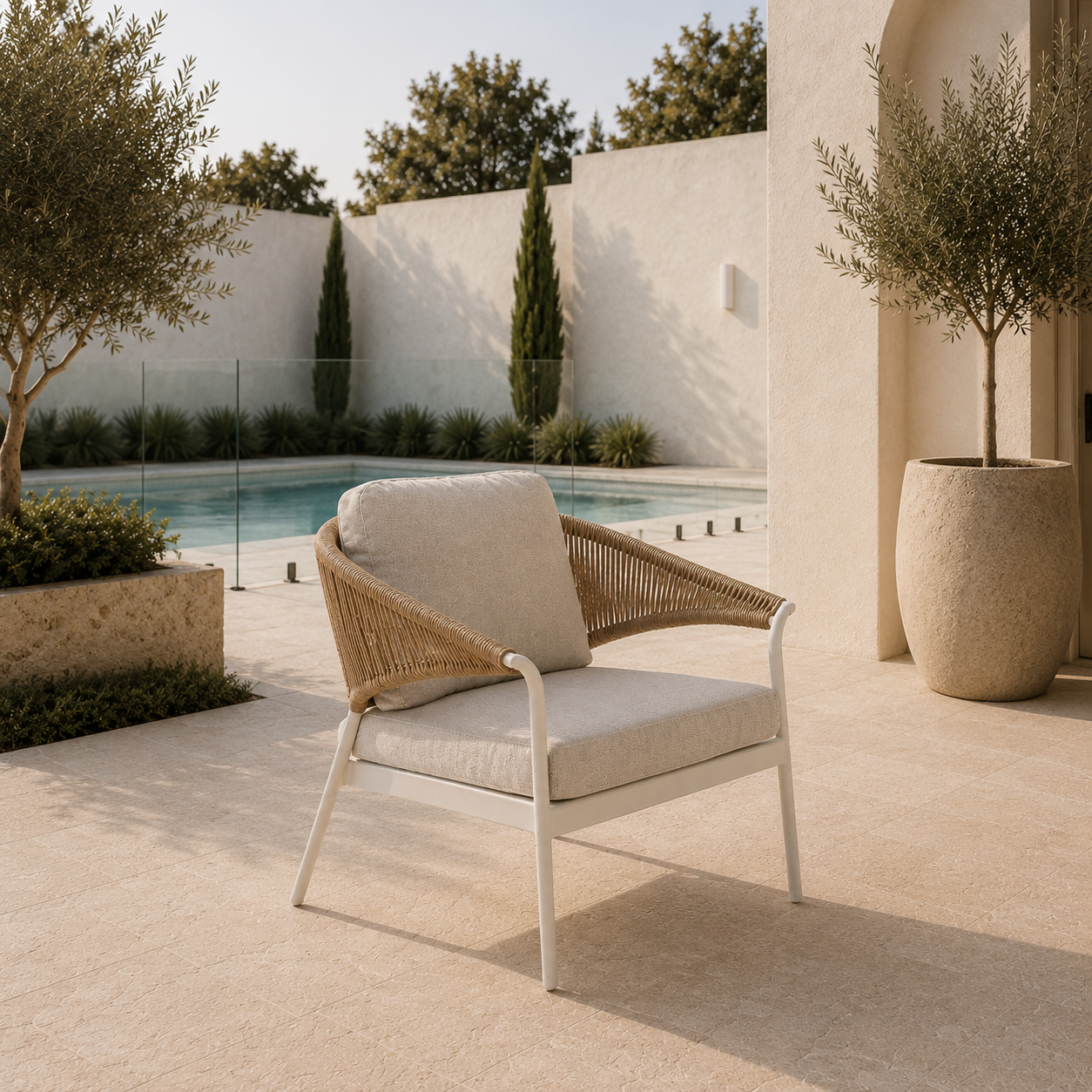 Celia Lounge Setting - 4 pce White | Natural