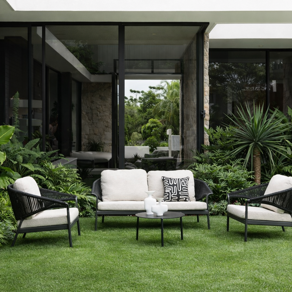 Celia Lounge Setting - 5 pce Charcoal | Stone