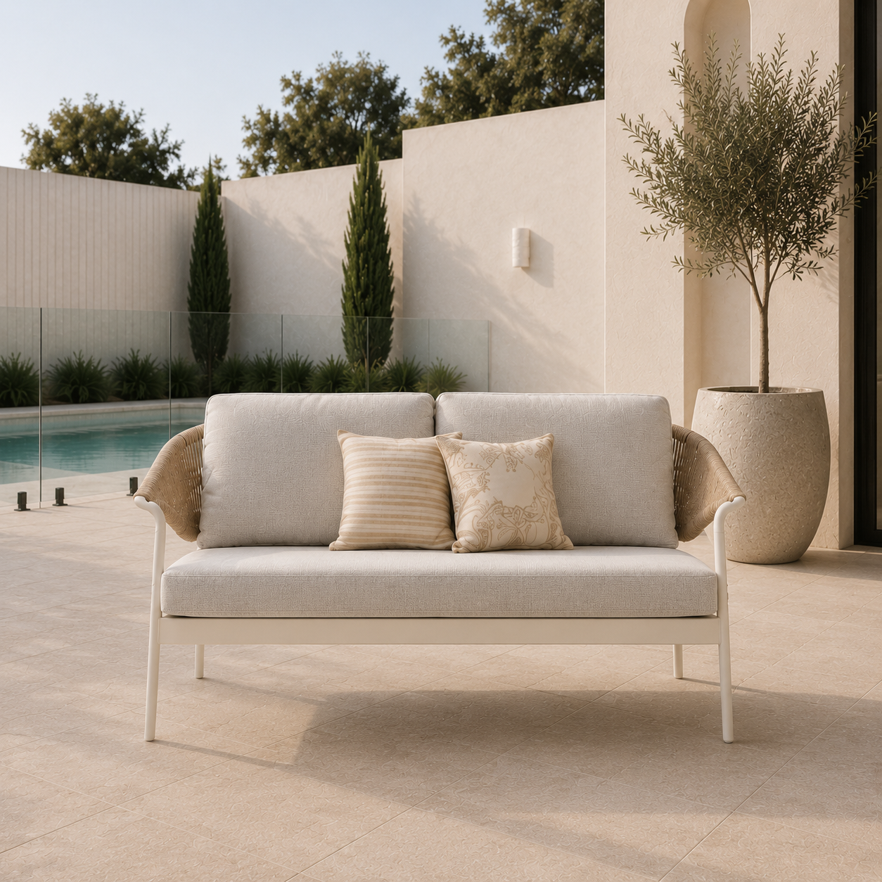 Celia Lounge Setting - 4 pce White | Natural
