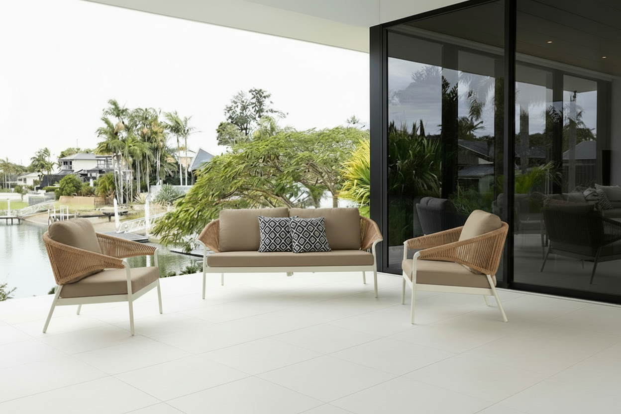 3 PCE CELIA LOUNGE SETTING IVORY/DOVE/STONE