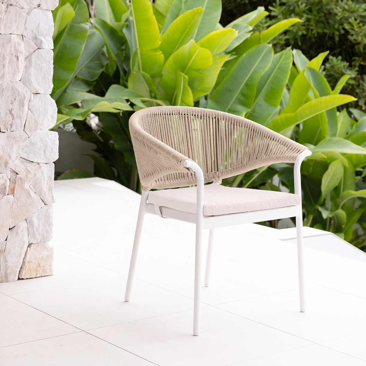 CELIA DINING CHAIR WHITE/BEIGE/BEIGE BOUCLE
