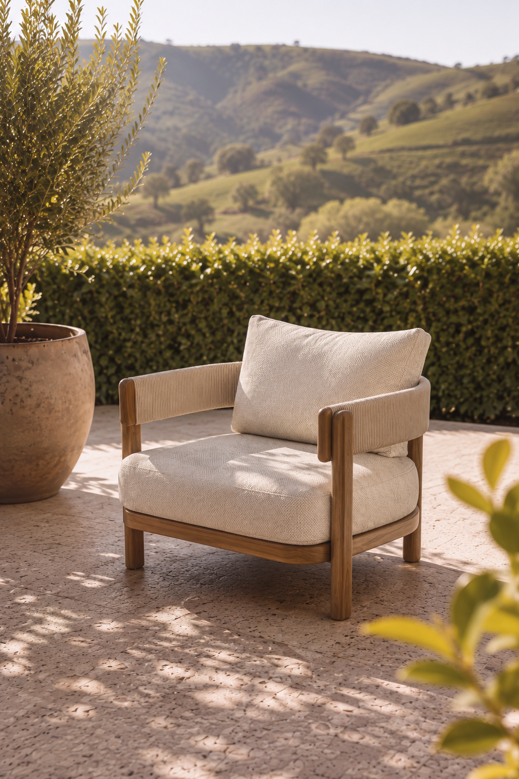 Harbour Lounge Setting - 4 pce Teak | Beige Boucle