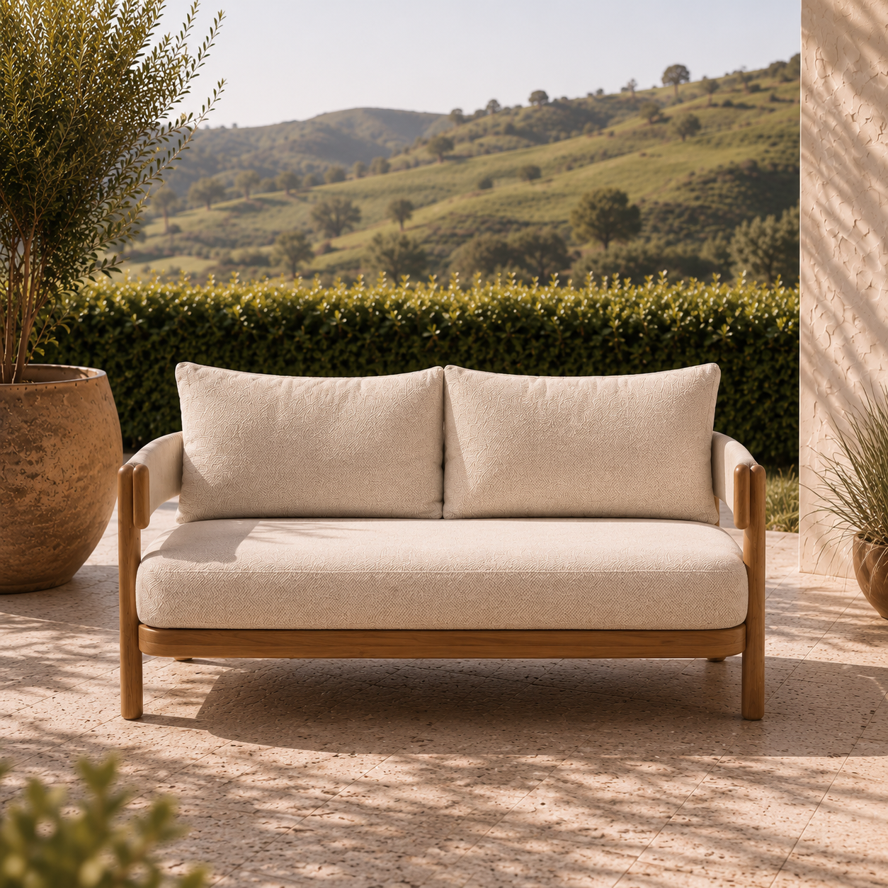 Harbour Lounge Setting - 4 pce Teak | Beige Boucle