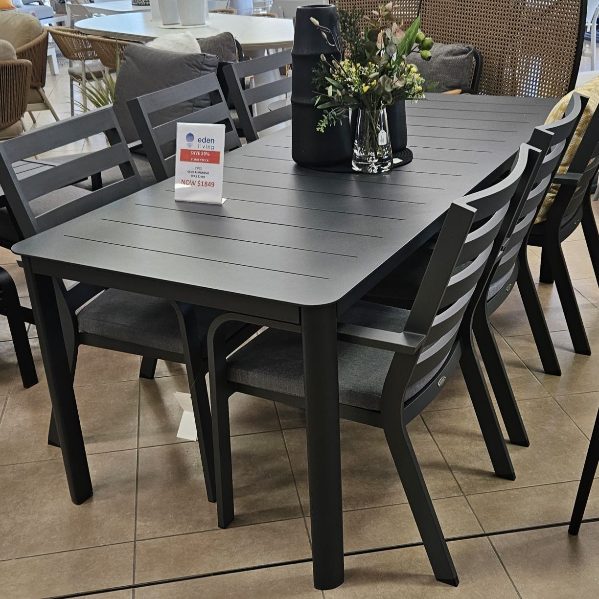 DECK & MORENO DINING SETTING - 7PCE (FLOOR STOCK)