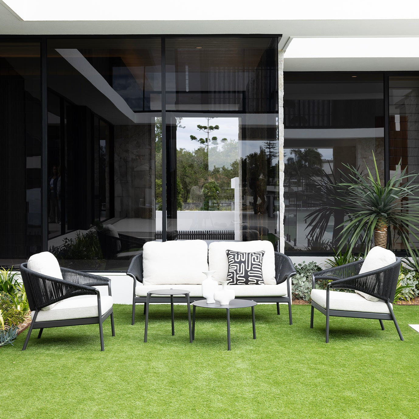 Celia Lounge Setting - 5 pce Charcoal | Stone