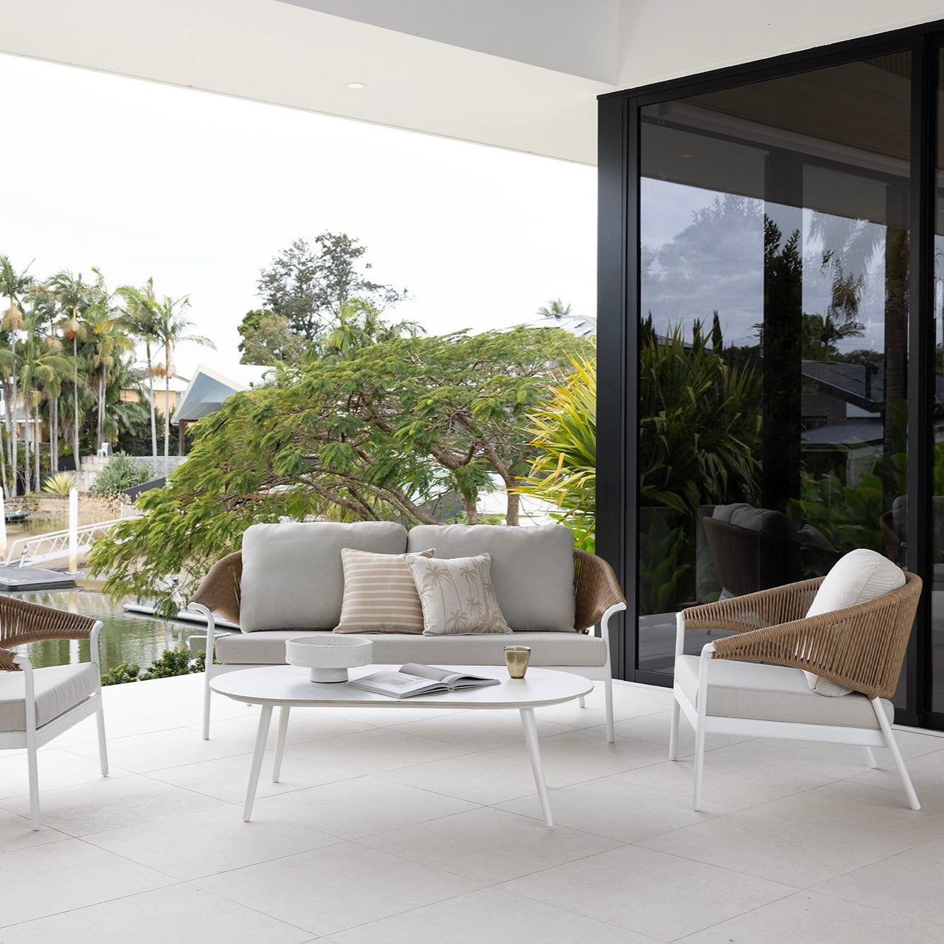 Celia Lounge Setting - 4 pce White | Natural