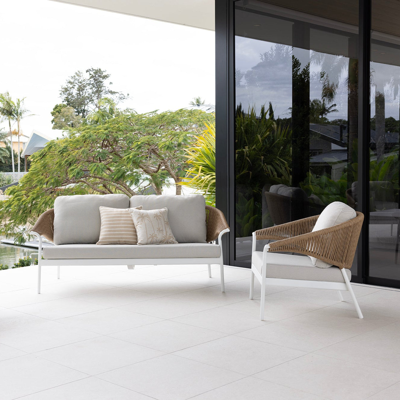 Celia Lounge Setting - 3 pce White | Natural