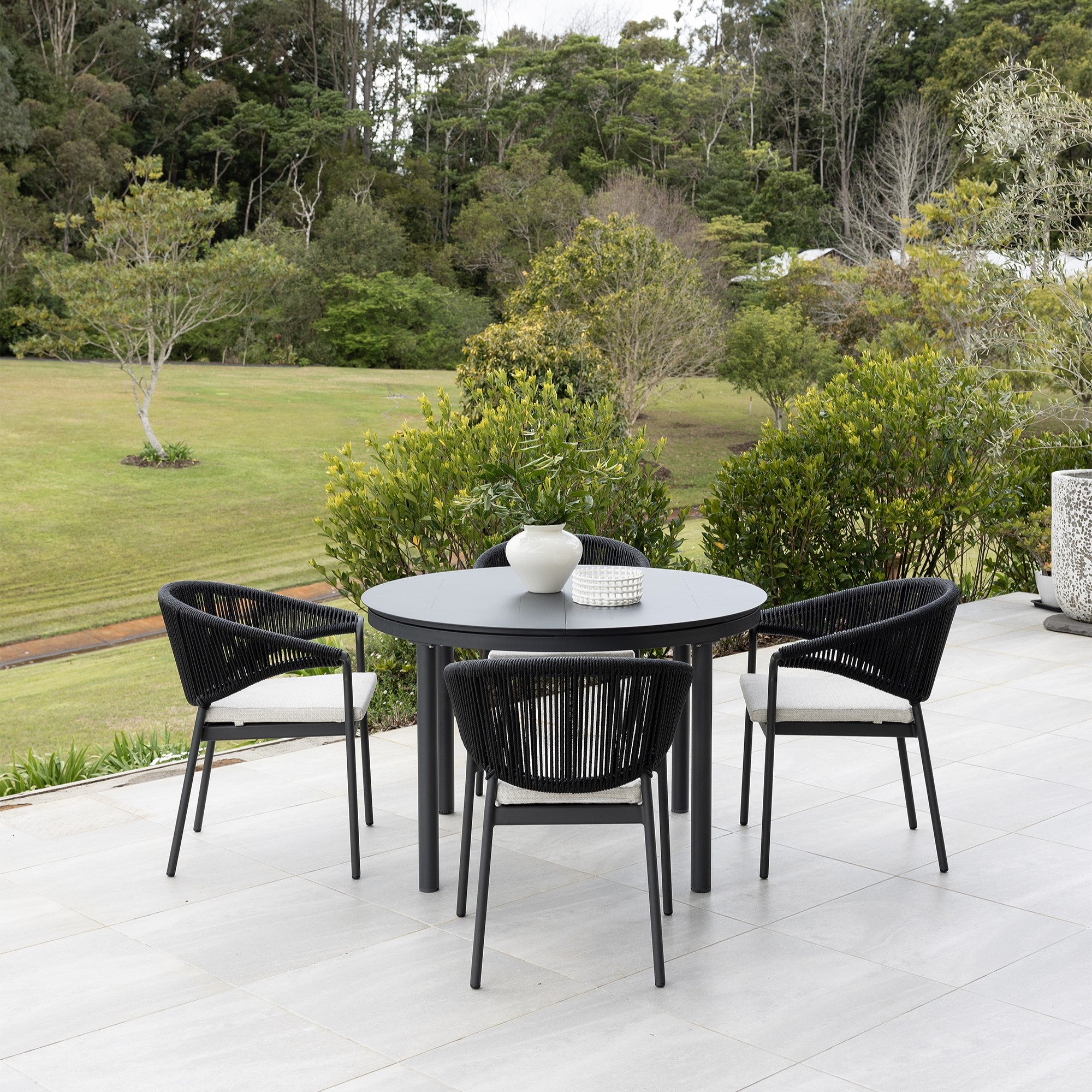 Globe Extension & Celia Dining Setting - 5 pce Charcoal