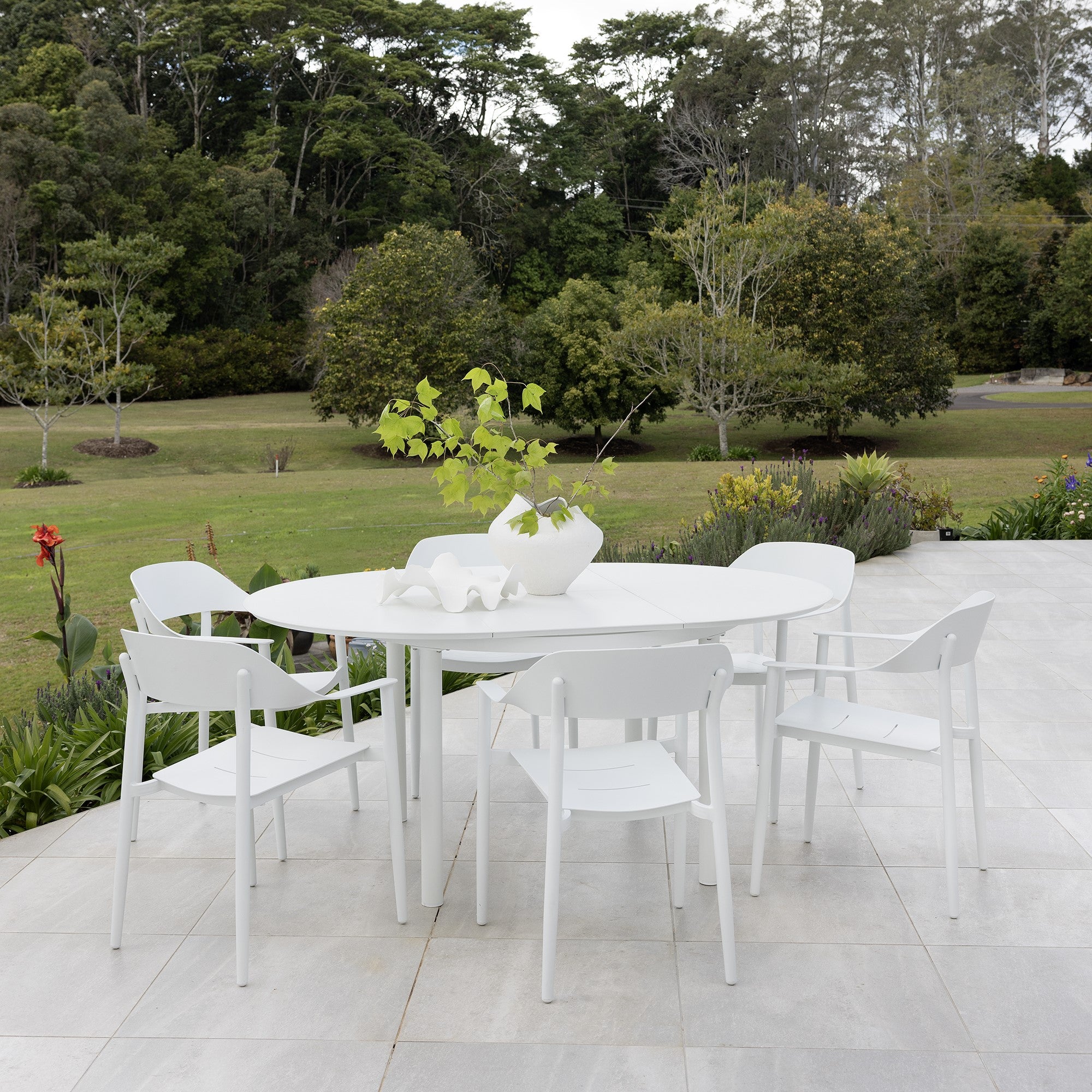 Globe Extension & Tala Dining Setting - 7 pce White