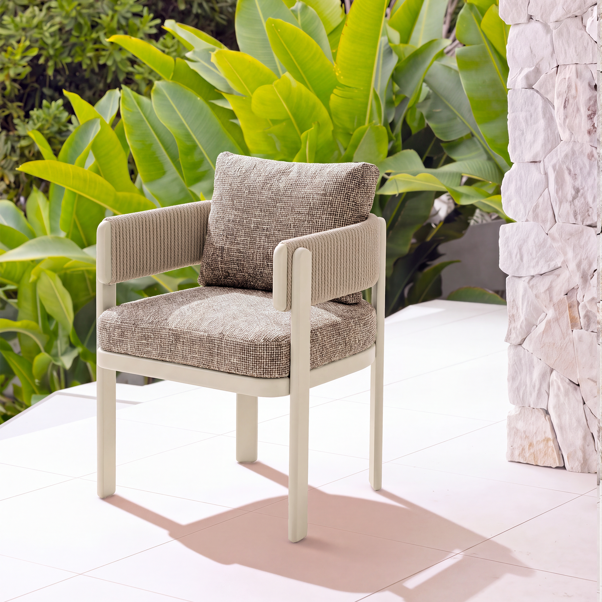 HARBOUR DINING CHAIR IVORY/LIGHT NAT/BROWN BOUCLE