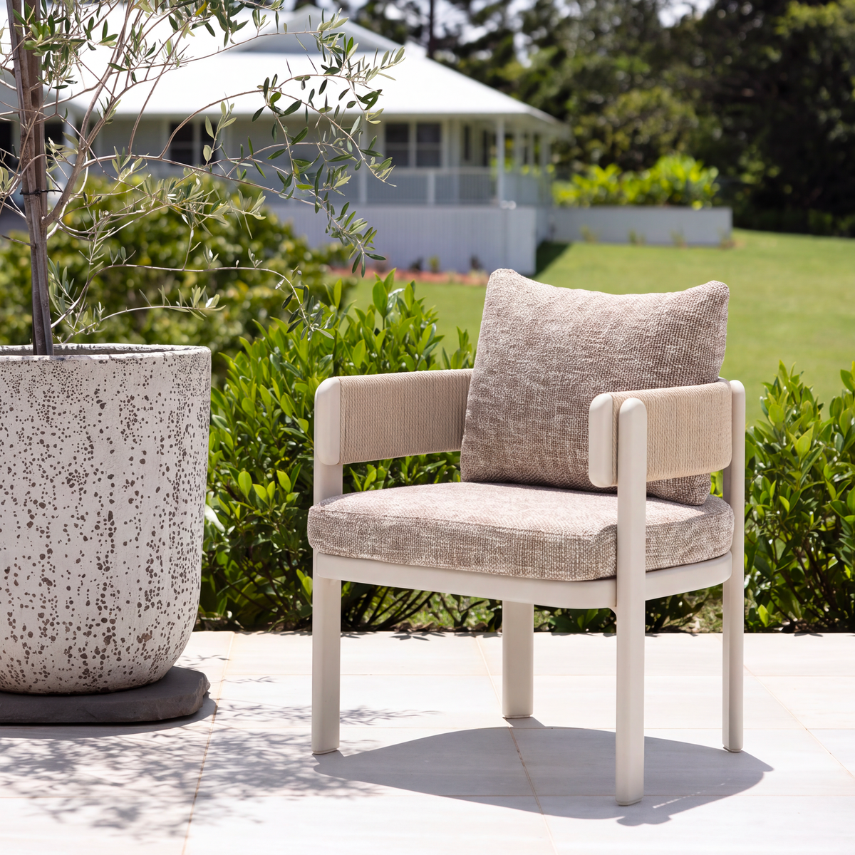 Harbour Dining Chair - Ivory | Brown Boucle