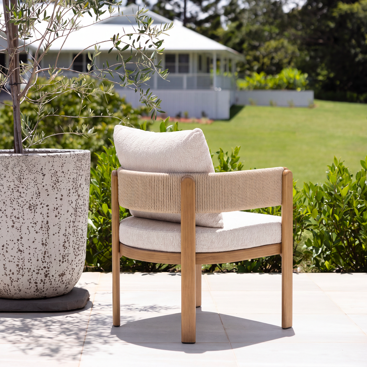 Harbour Dining Chair - Teak | Beige Boucle