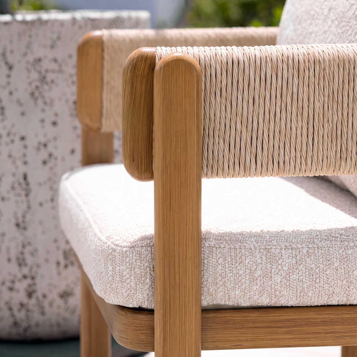 HARBOUR LOUNGE SETTING 4PCE - TEAK/BEIGE/BEIGE BOUCLE