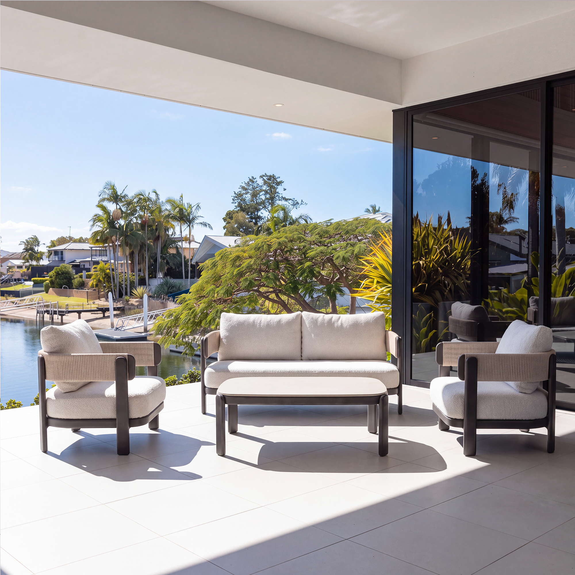 Harbour Lounge Setting - 4 pce Umbria | Beige Boucle