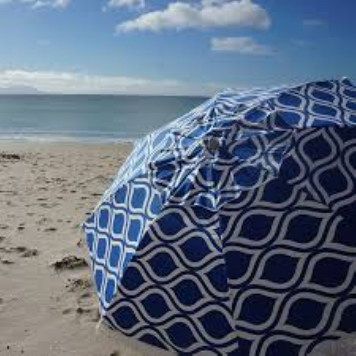 MOROCAN BLUE 210 FRINGE BEACH UMBRELLA
