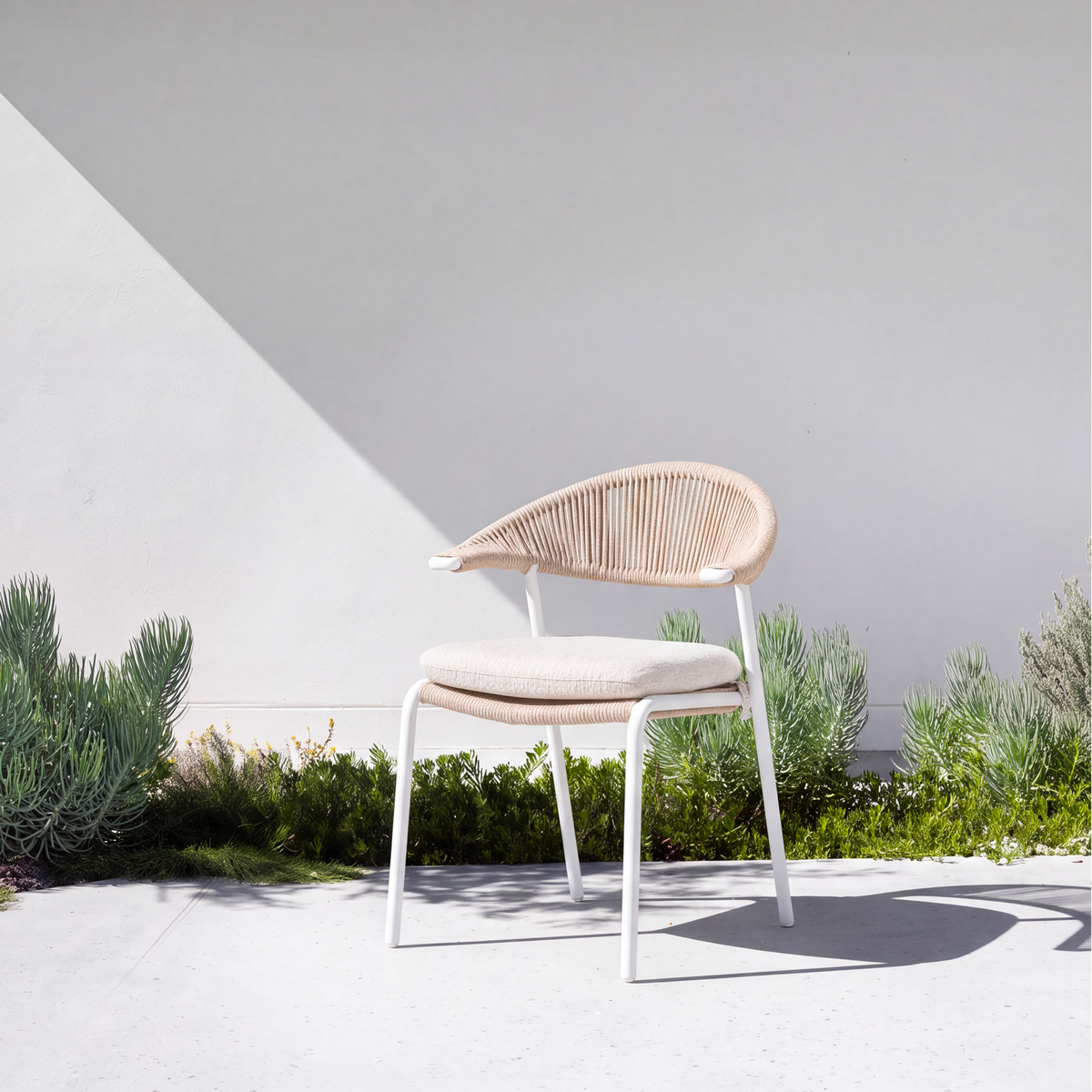 Mila Dining Chair - White | Beige Boucle