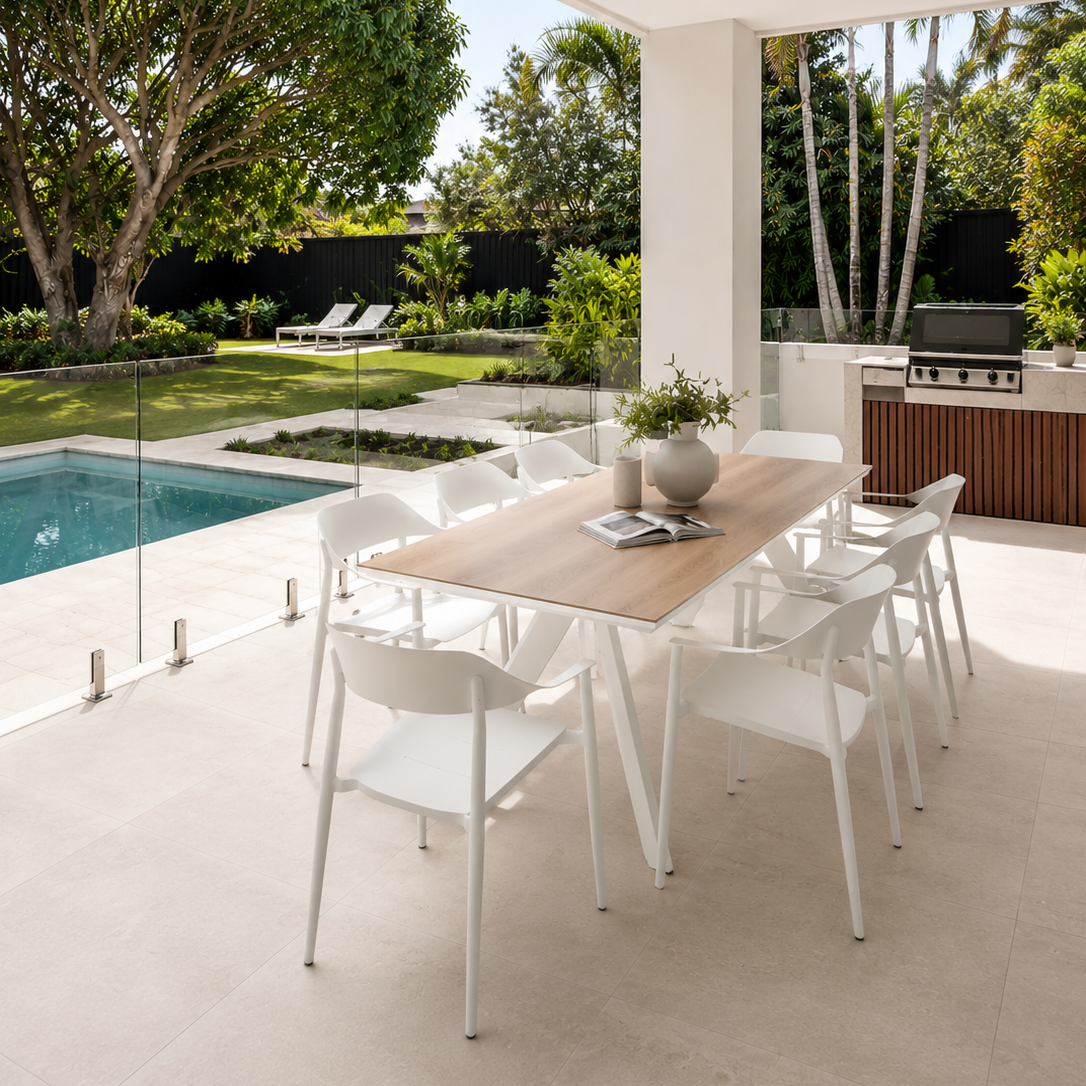 Monterrey & Tala Dining Setting - 9 pce White (Floorstock)