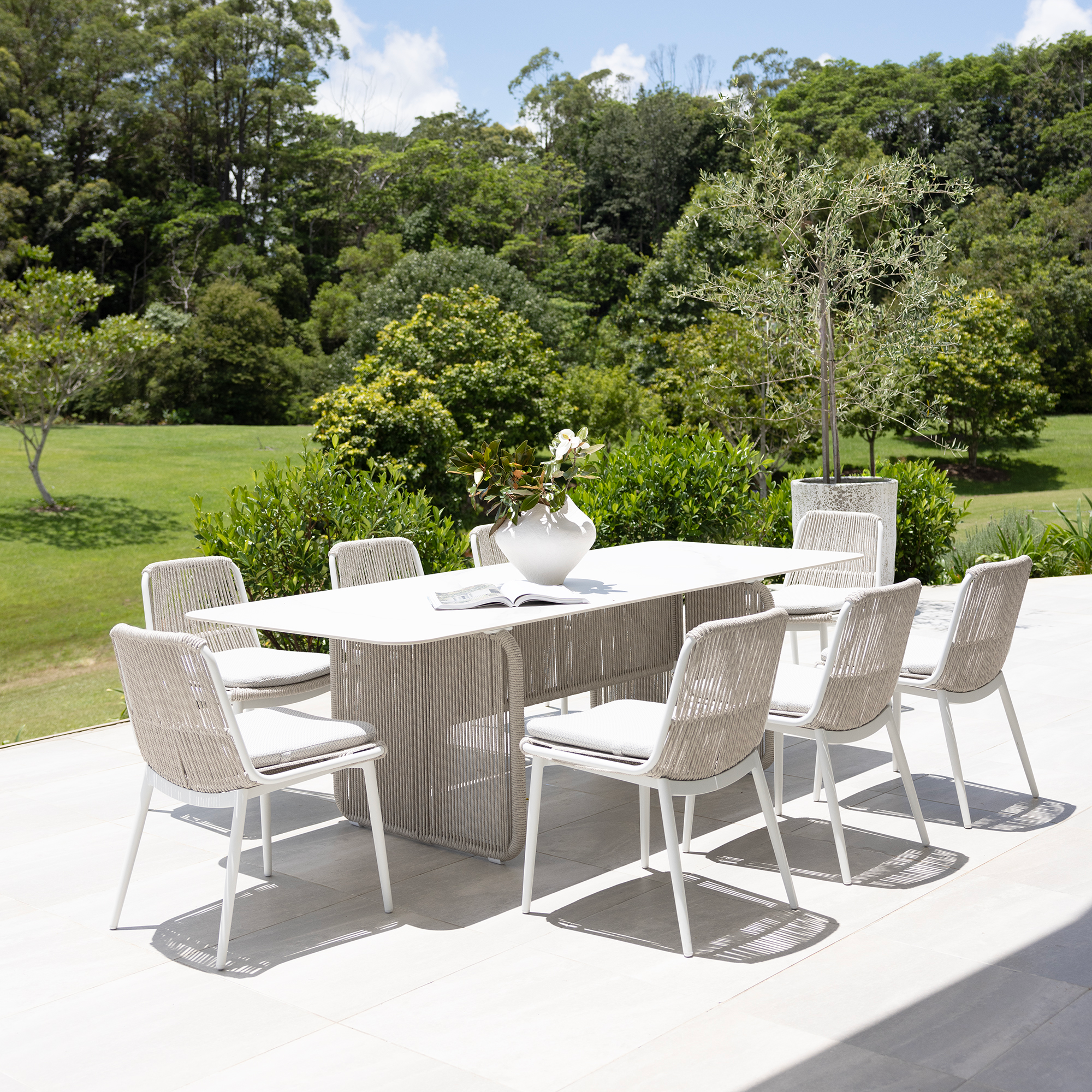 Novara & Arona Dining Setting - 9 pce Dove Grey