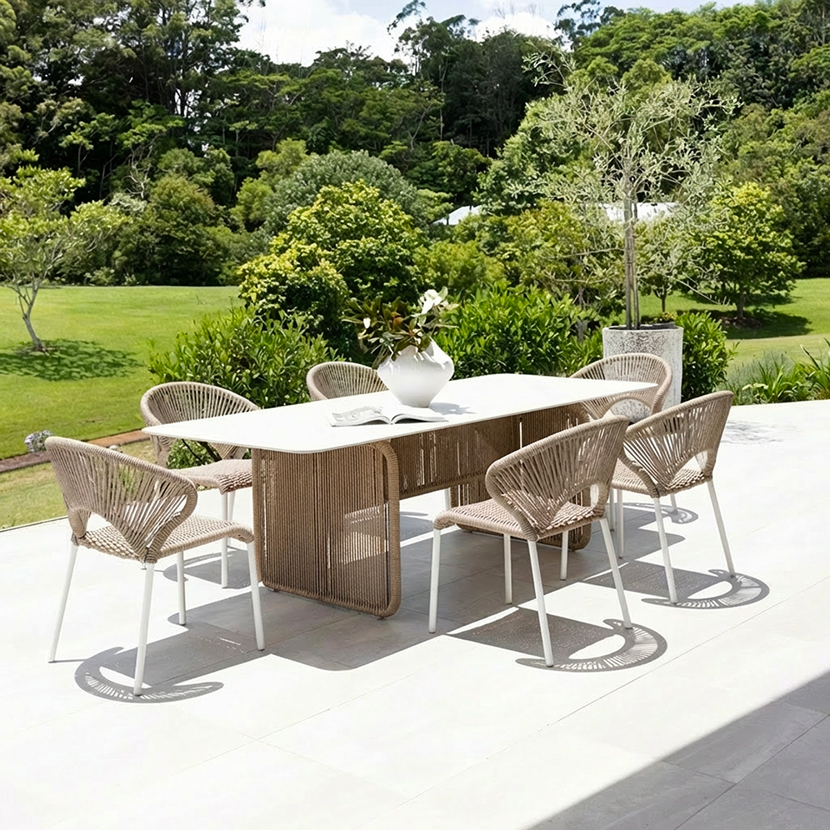 Novara & Holly - 7 pce dining setting Natural & Rope