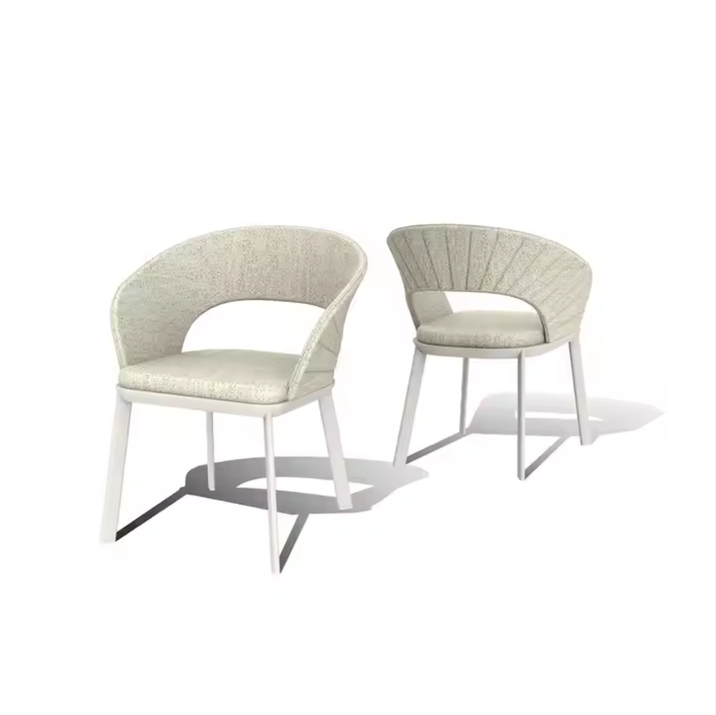 OLIVER DINING CHAIR WHITE/BEIGE BOUCLE