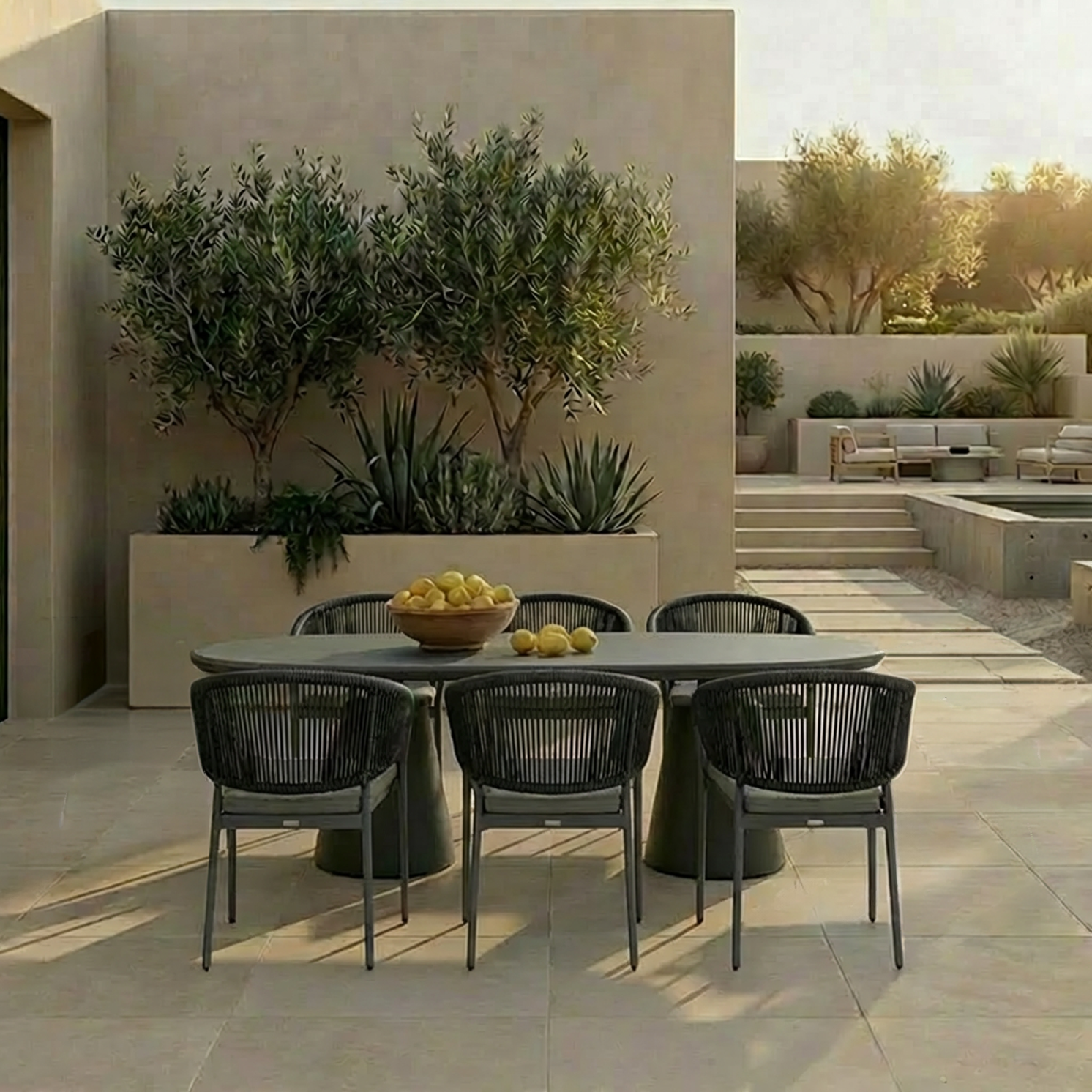 Ponte & Celia Dining Setting 7 Pce - Black Charcoal