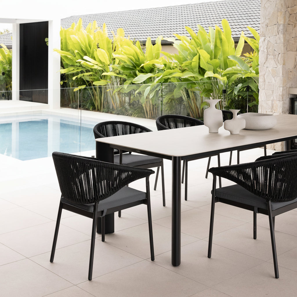 RHONDA & CELIA DINING SETTING - 9 PCE BLACK