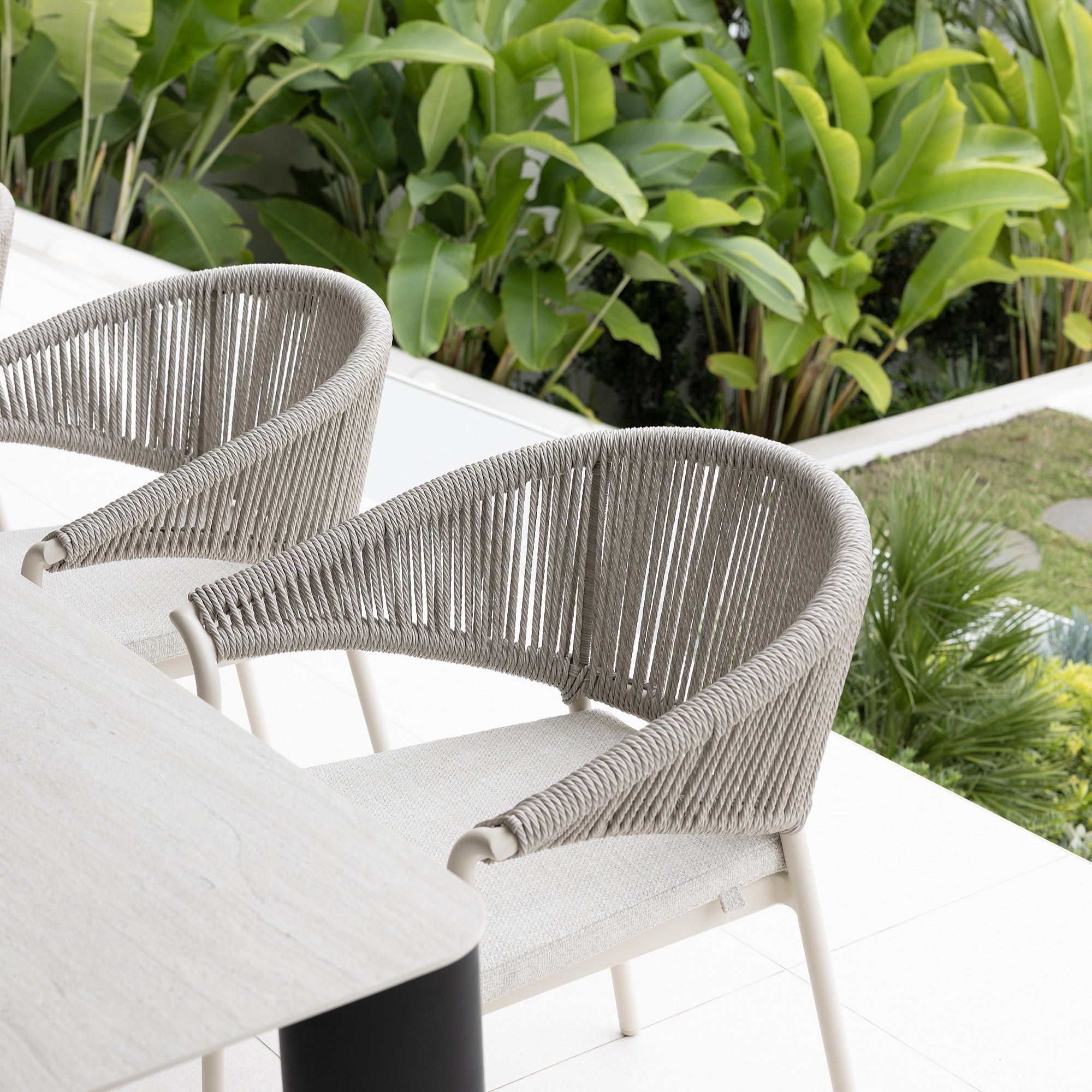 RHONDA & CELIA DINING SETTING - 9 PCE BLK & DOVE GREY