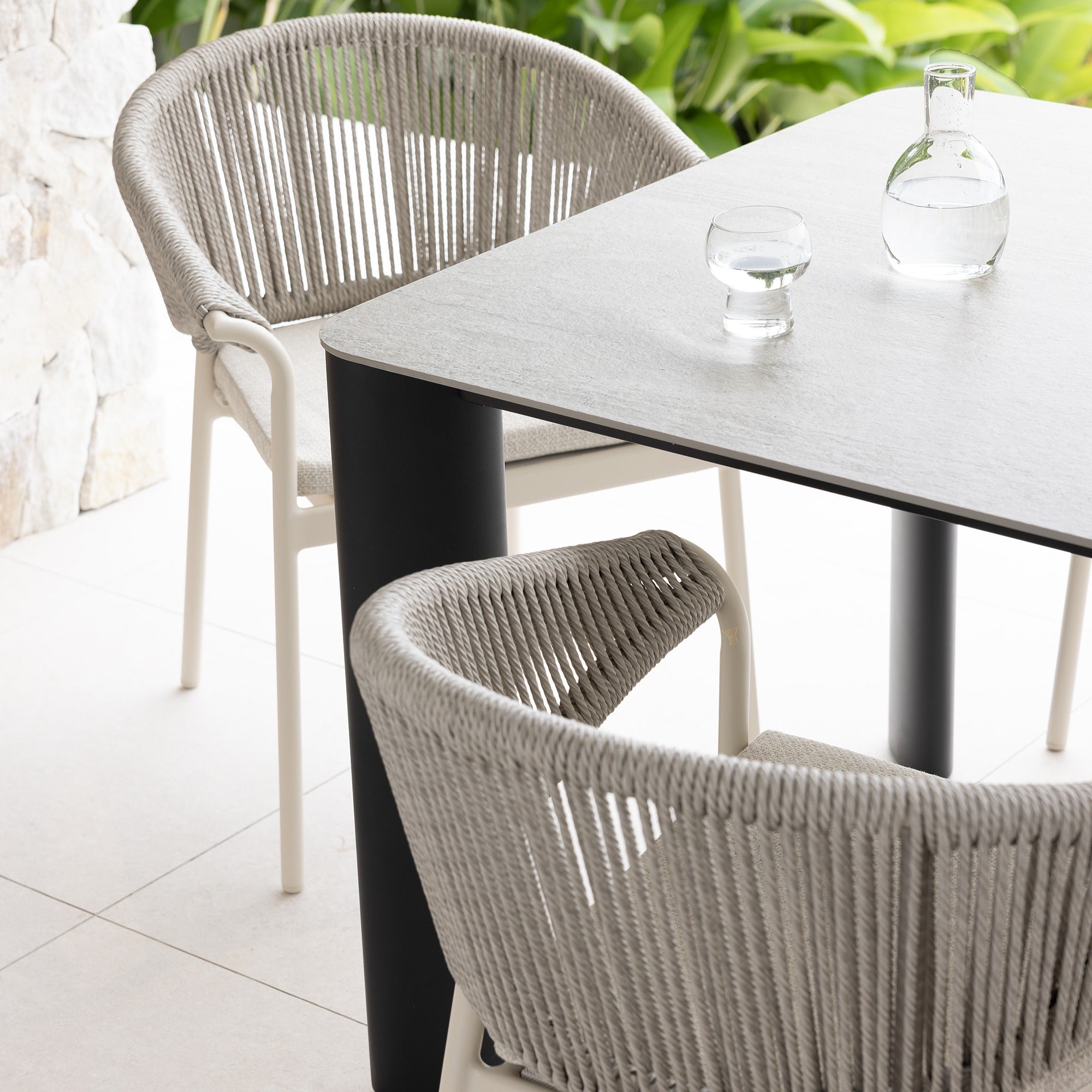 RHONDA & CELIA DINING SETTING - 9 PCE BLK & DOVE GREY