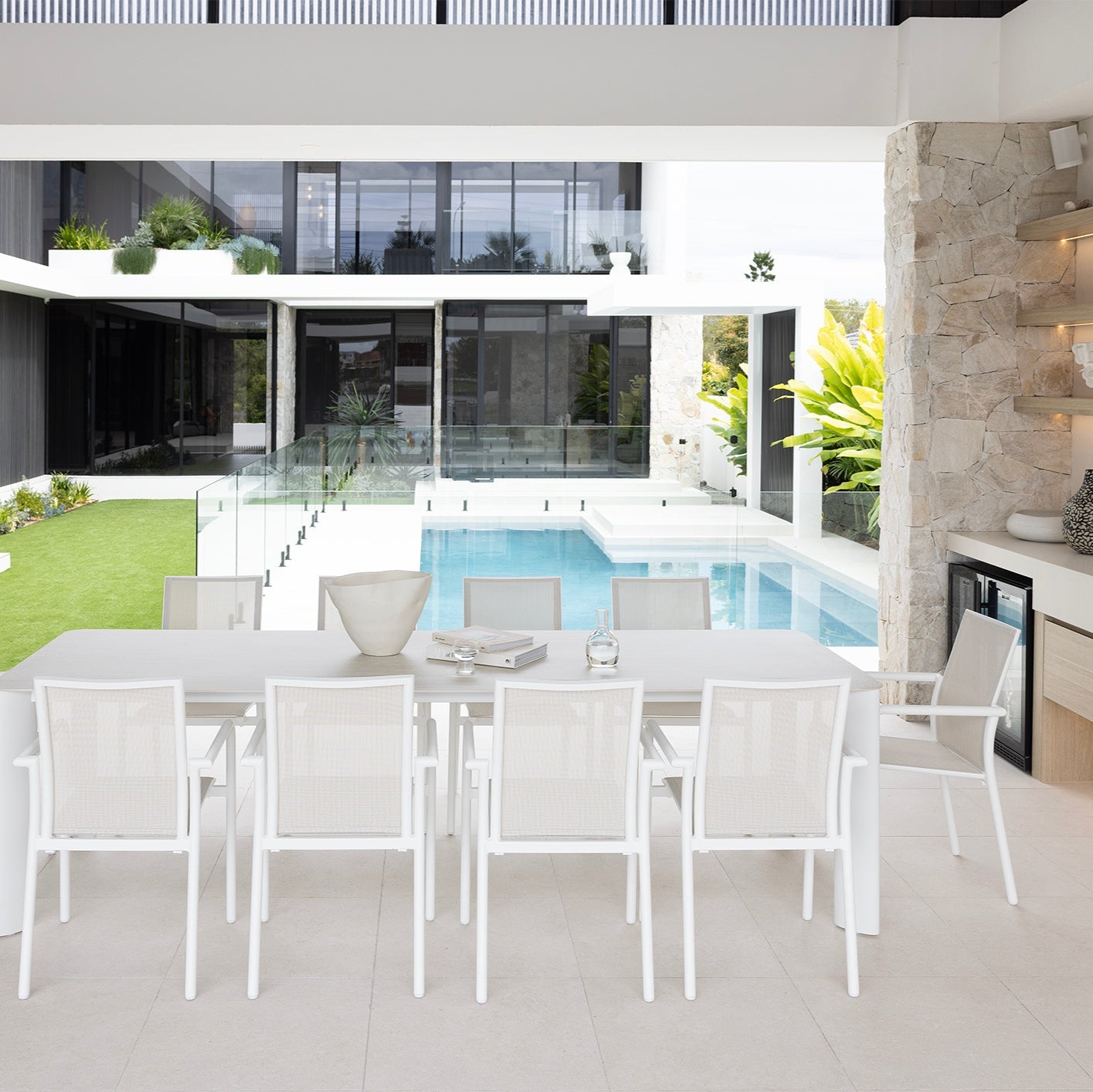Rhonda & Aroha Dining Setting 11 pce - White