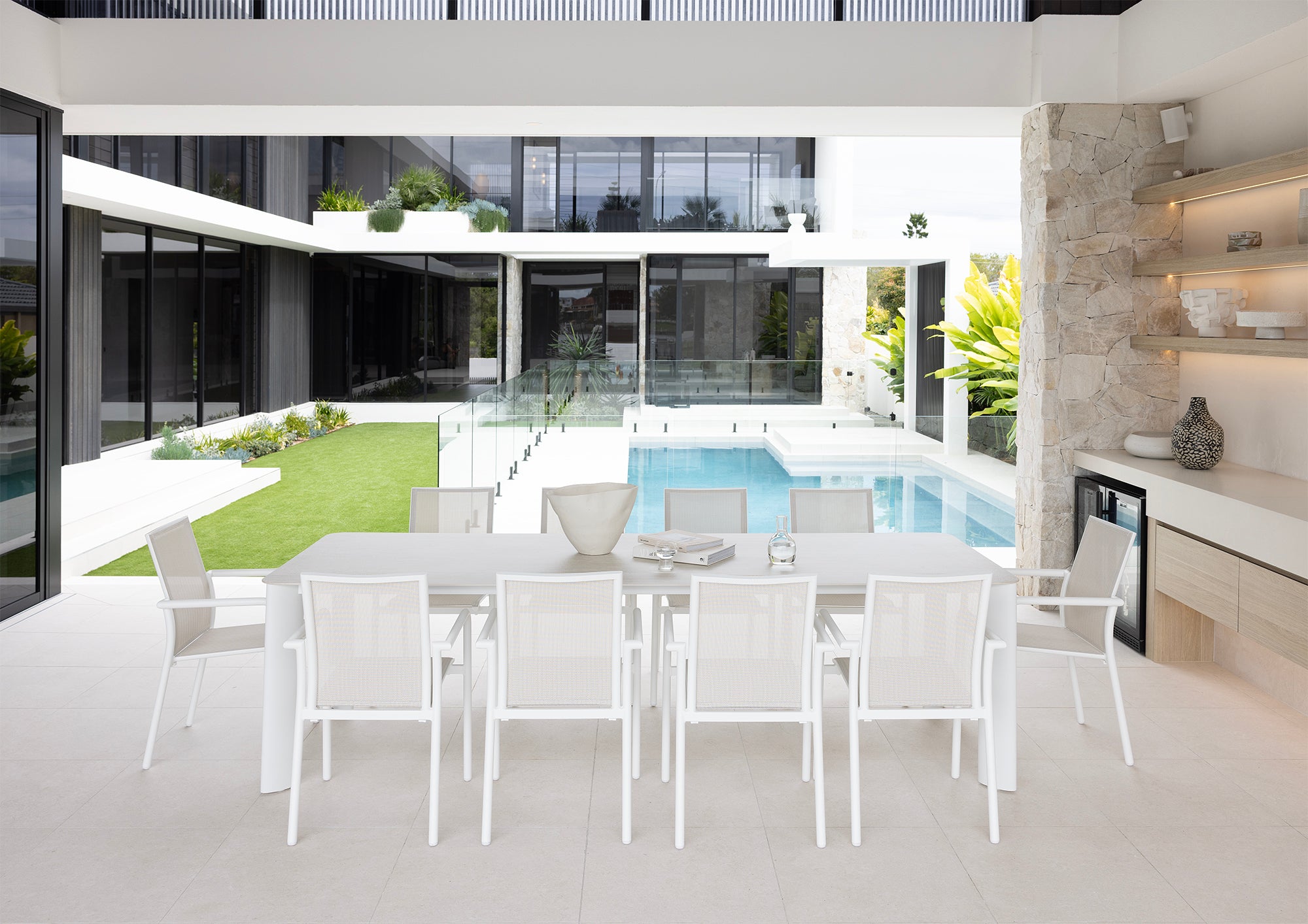 RHONDA & AROHA DINING SETTING 11 PCE - WHITE