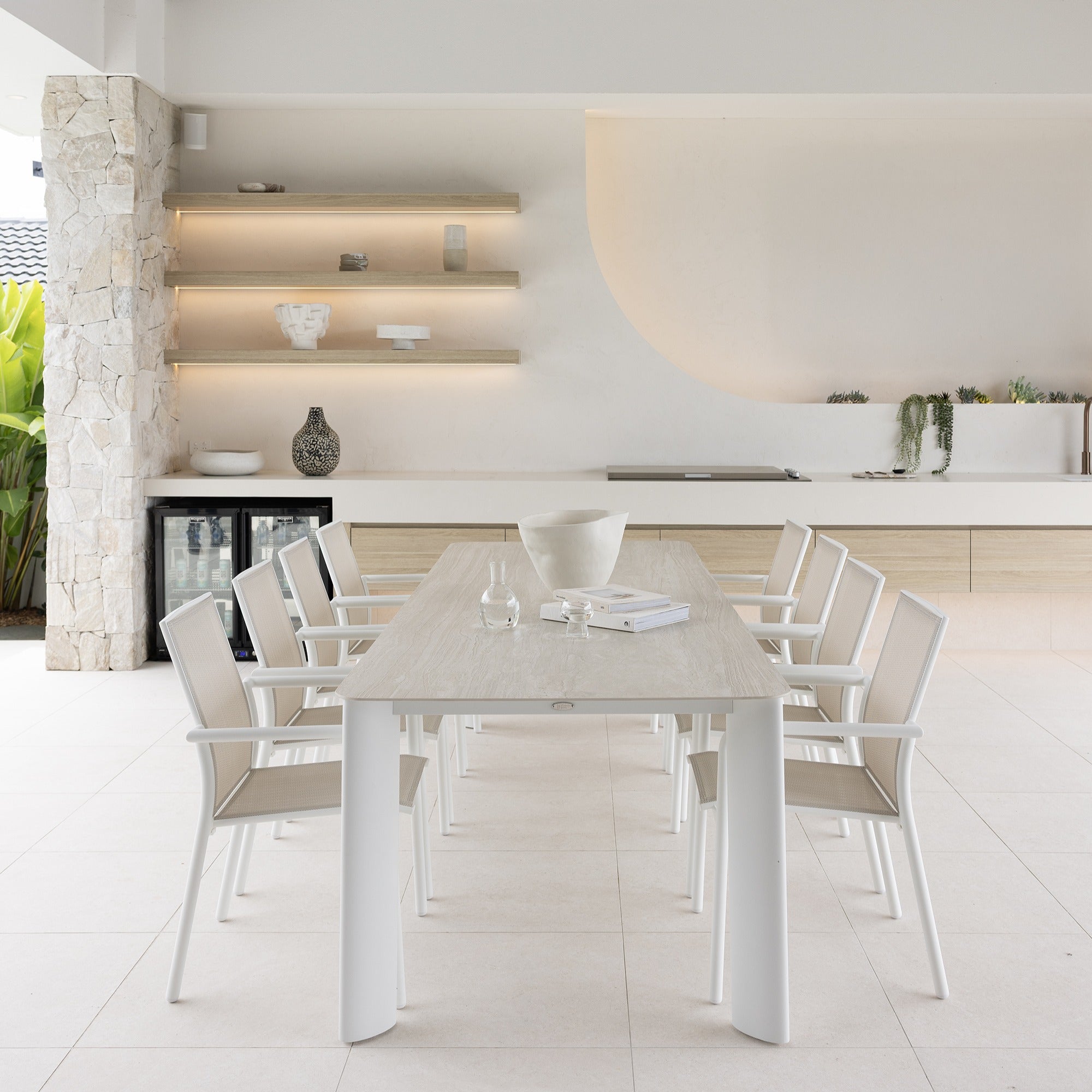RHONDA & AROHA DINING SETTING 9-PCE WHITE