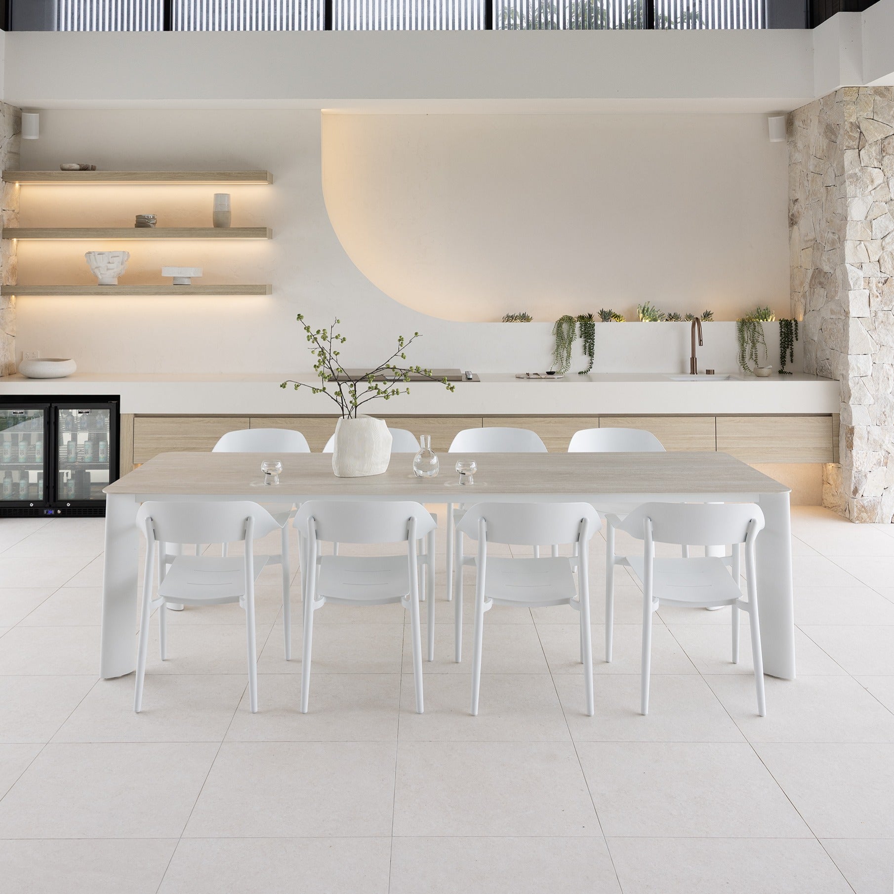 RHONDA & TALA DINING SETTING - 9 PCE WHITE