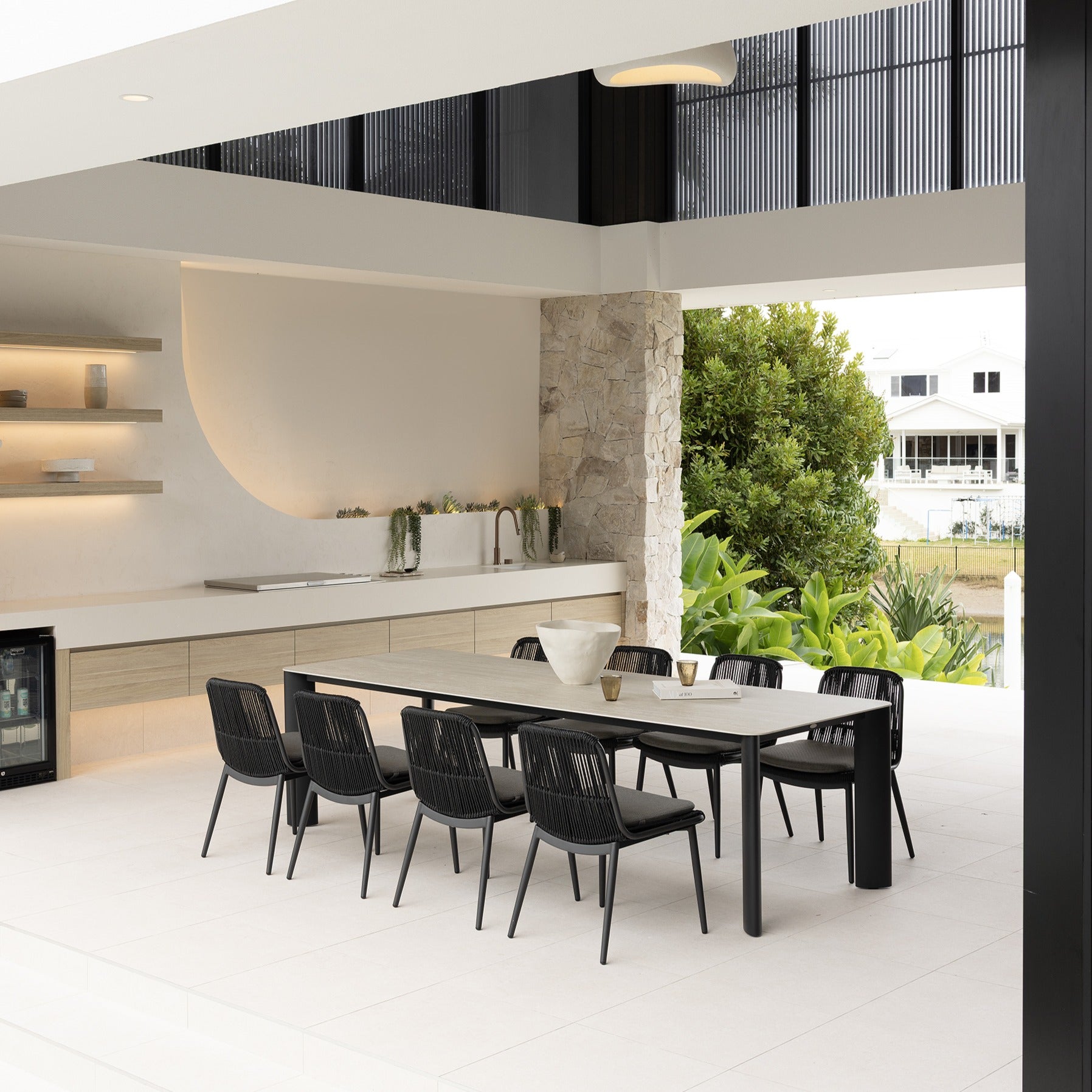 RHONDA & ARONA DINING SETTING - 9 PCE BLACK