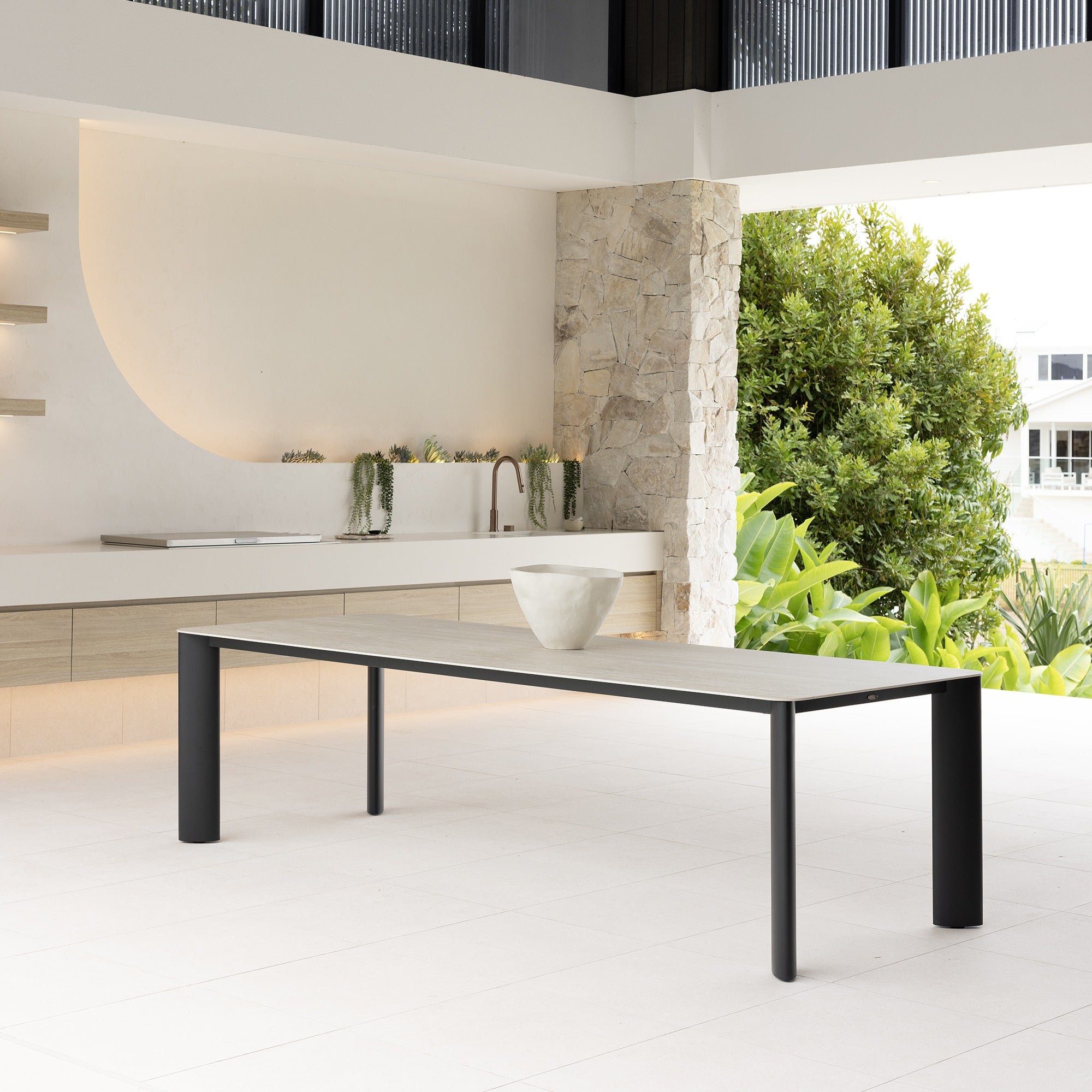 RHONDA & CELIA DINING SETTING - 9 PCE BLK & DOVE GREY
