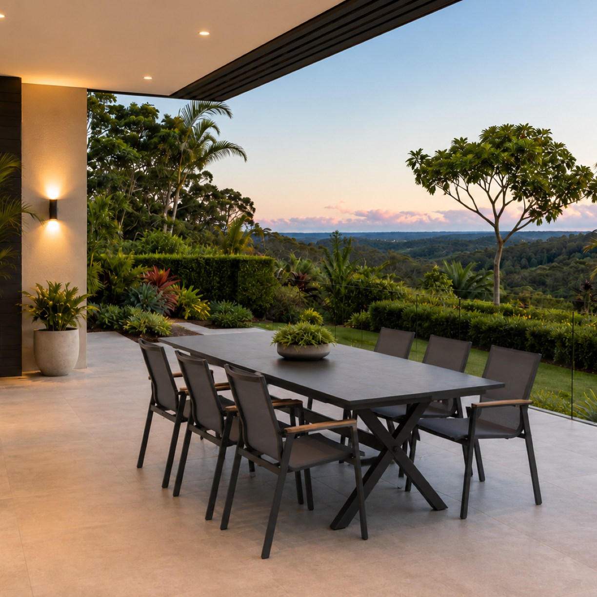 TROPEA EXTENSION TABLE & LUCA 7PCE CHARCOAL