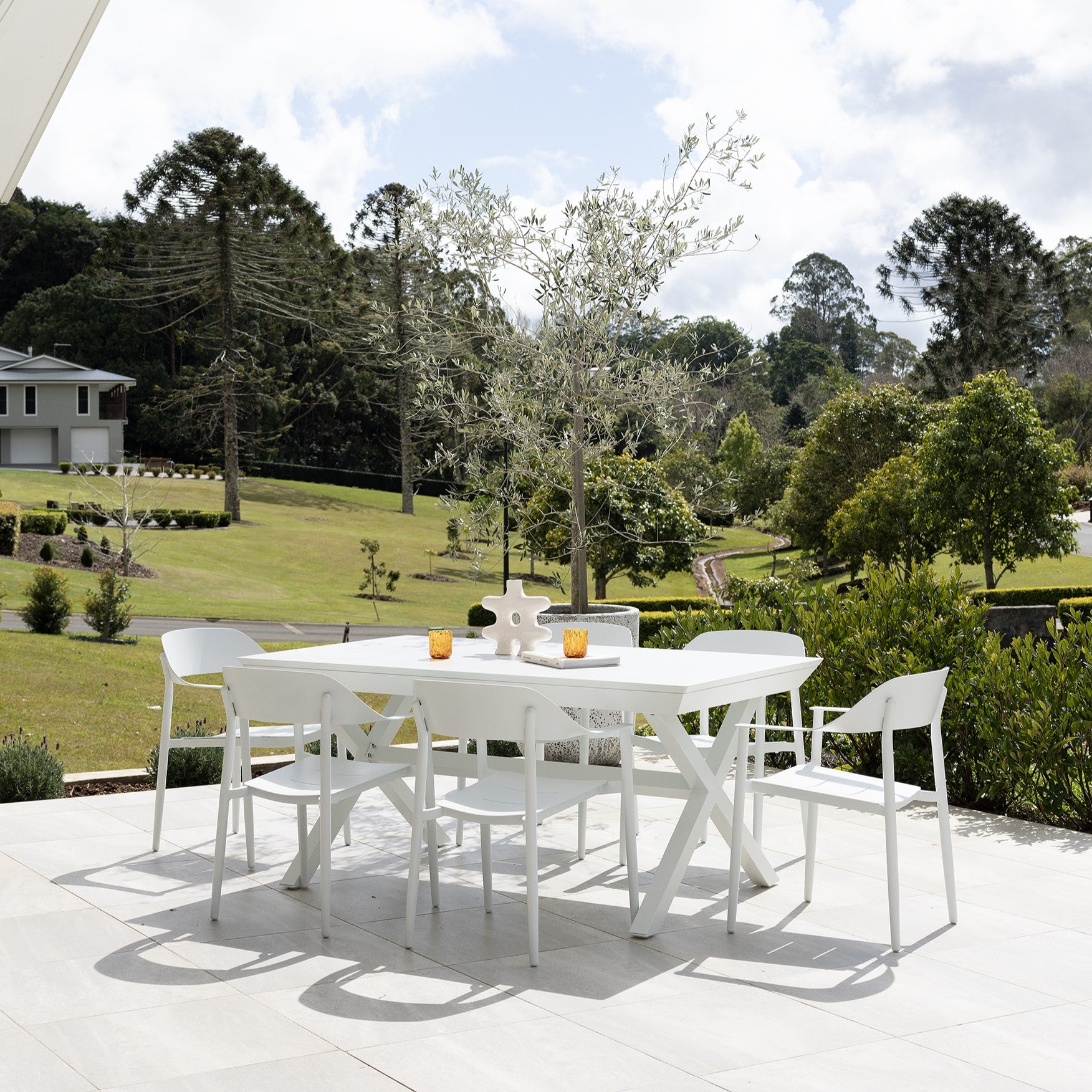 Tropea Extension & Tala Dining Setting - 7 pce White
