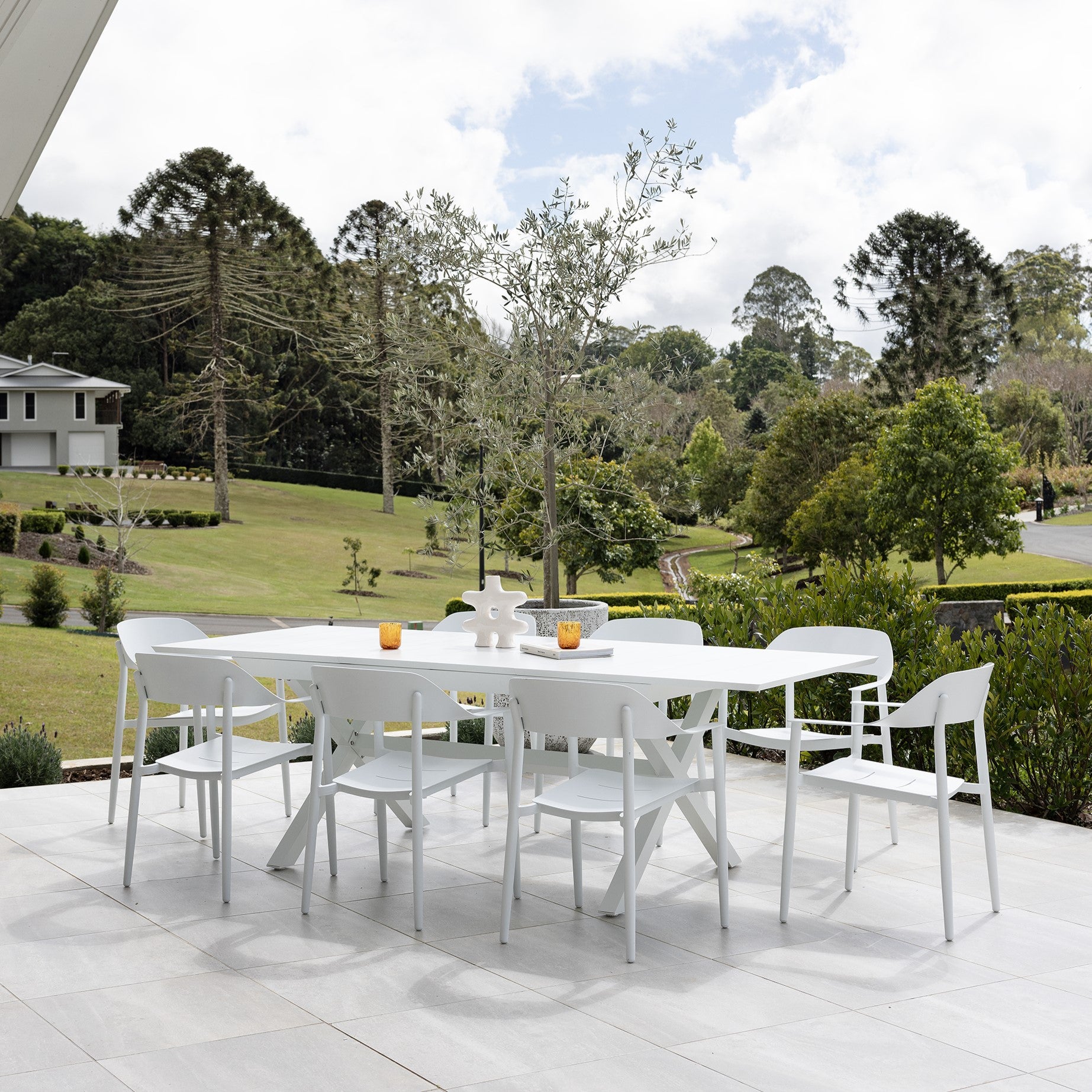 Tropea Extension & Tala Dining Setting - 9 pce White
