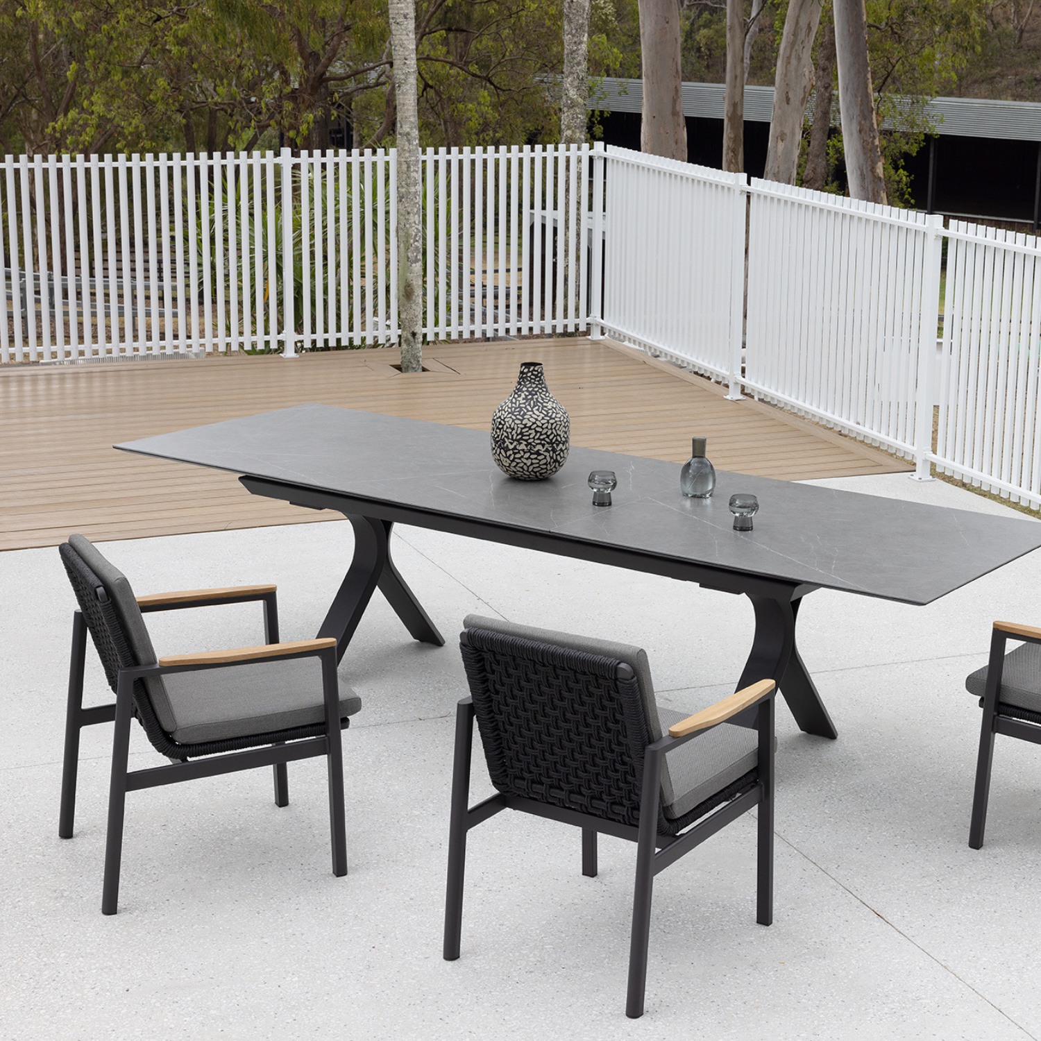 Carson Extension & Reyne Dining Setting - 7pce Charcoal