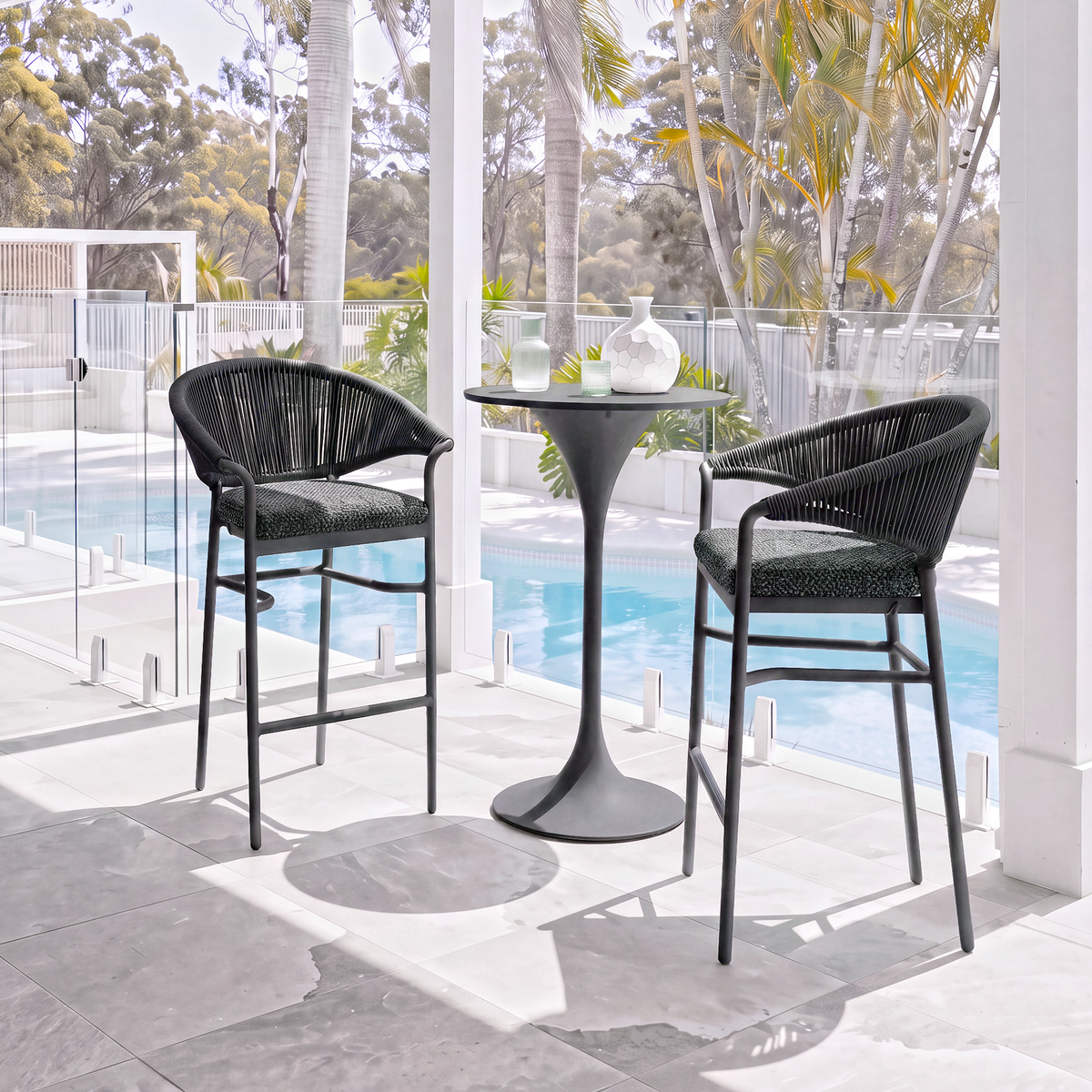 VERONA & CELIA BAR SETTING 3 PCE - CHARCOAL / BLACK