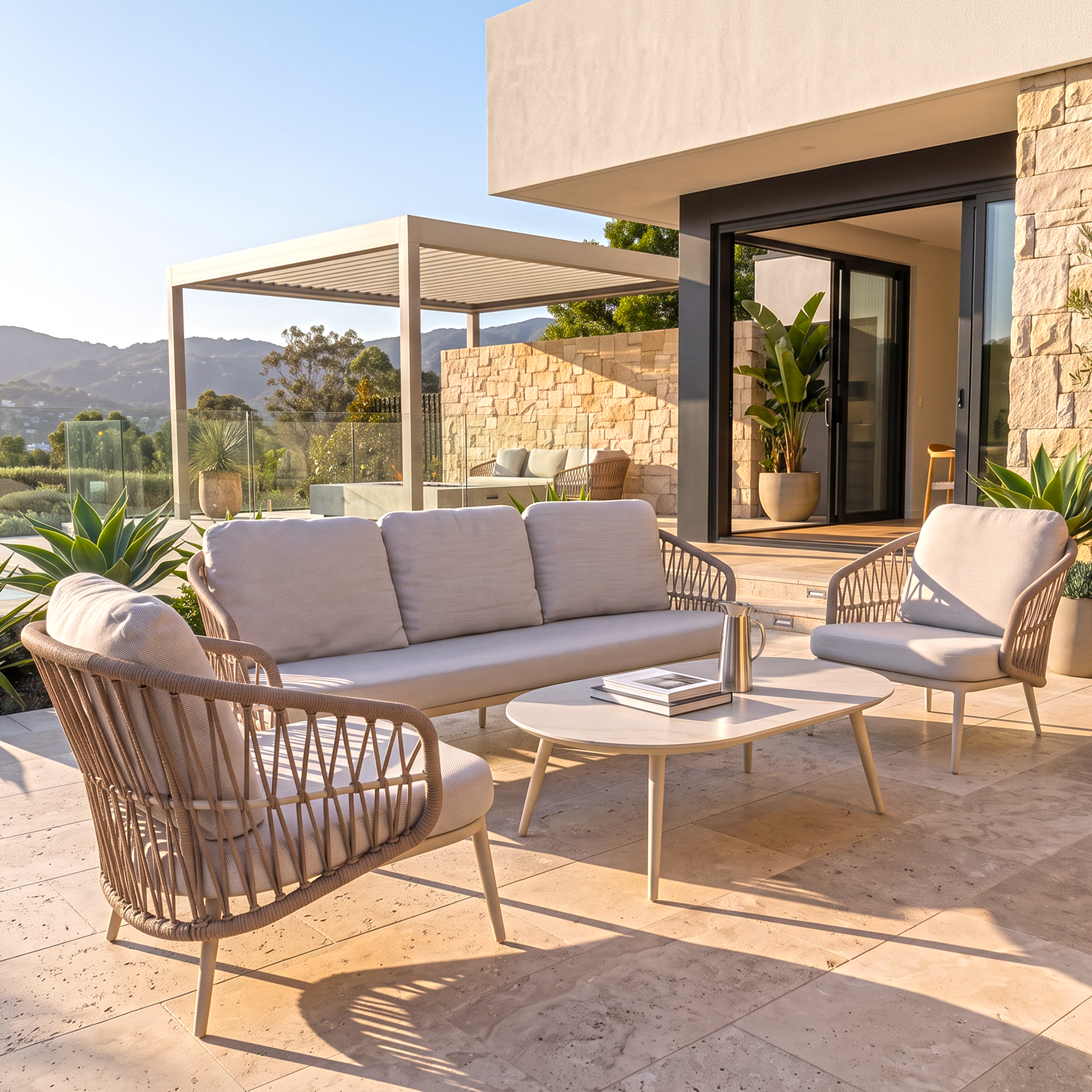 AYANA LOUNGE SETTING 4PC - IVORY