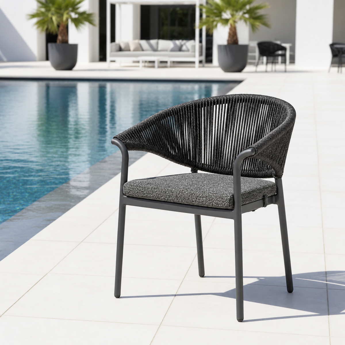CELIA DINING CHAIR CHARCOAL/BLK/CHARCOAL BOUCLE