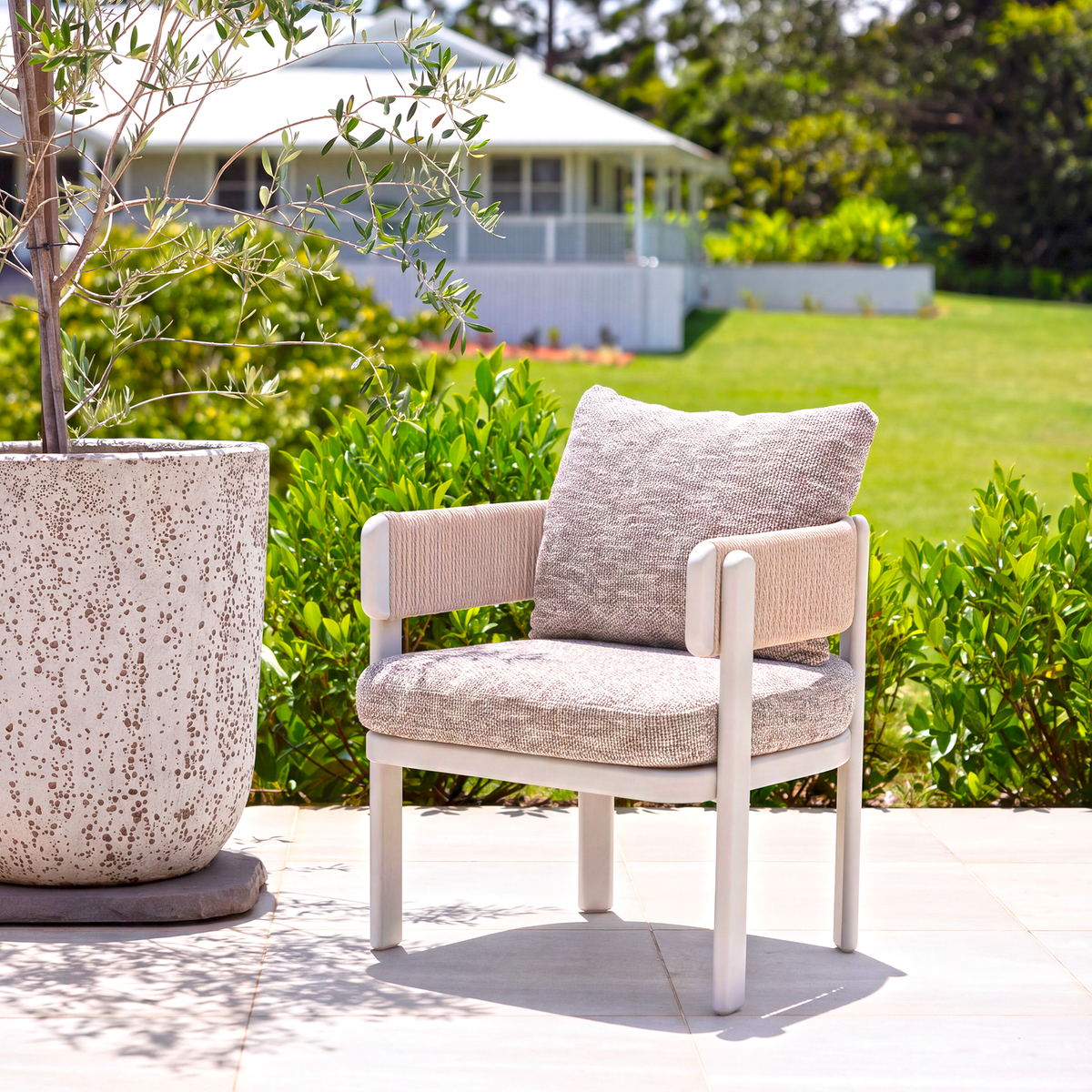 Harbour Dining Chair - Ivory | Brown Weave